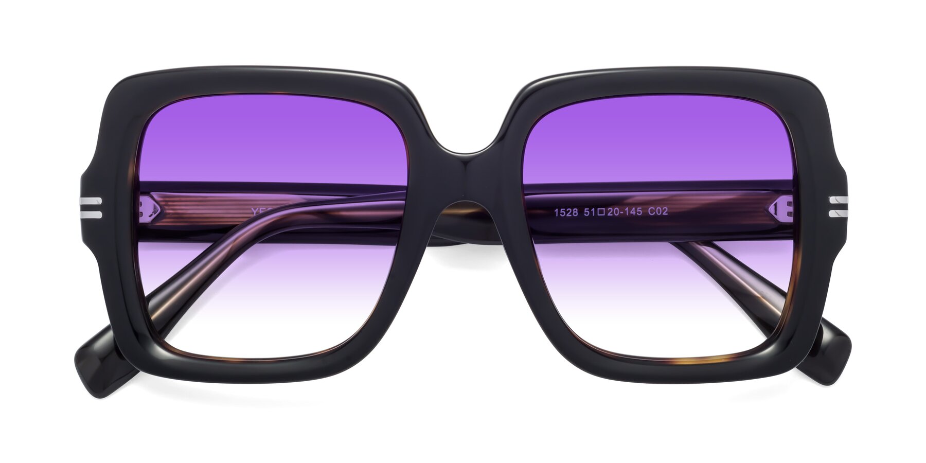 Folded Front of 1528 in Tortoise with Purple Gradient Lenses