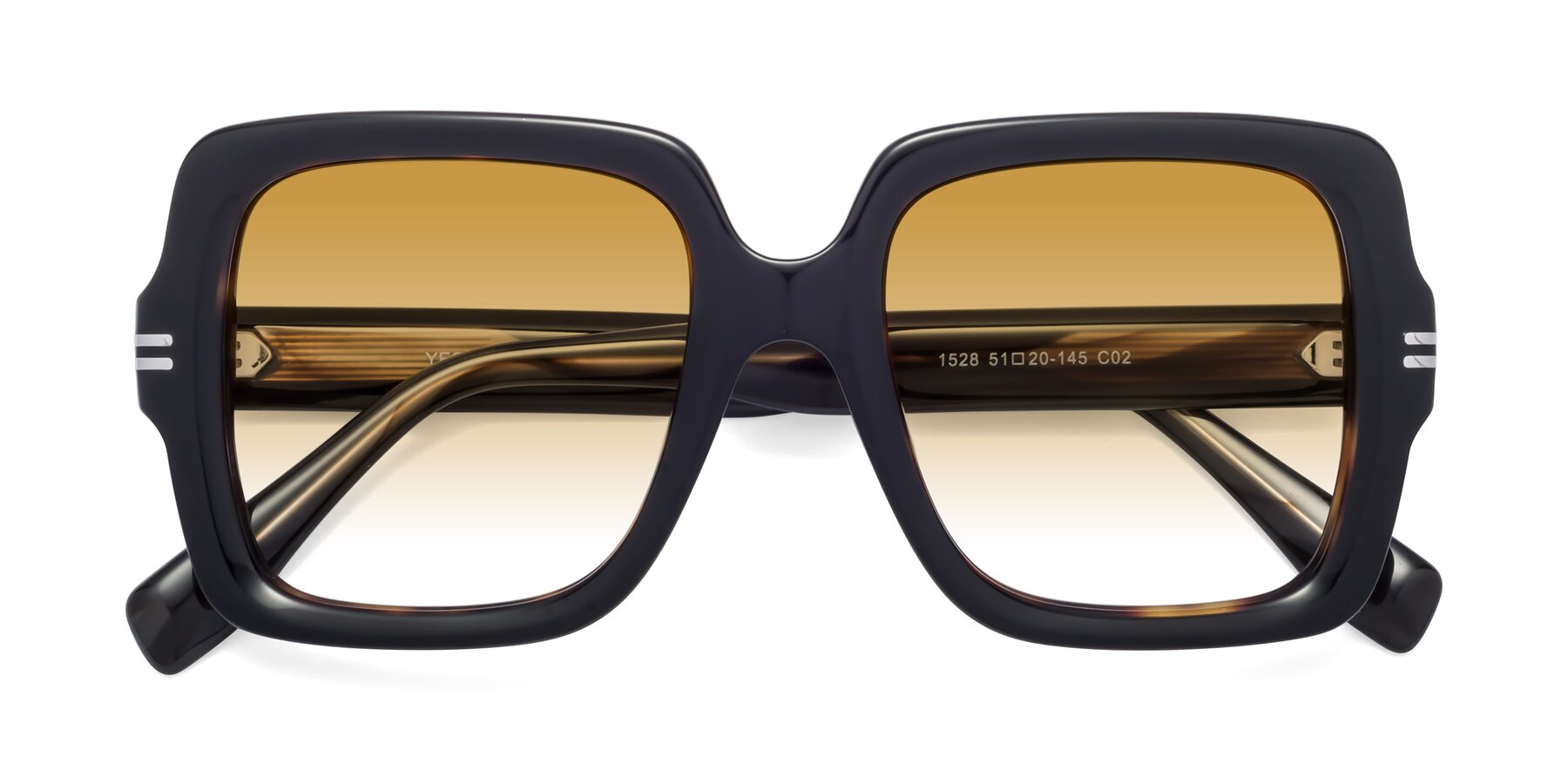 Folded Front of 1528 in Tortoise with Champagne Gradient Lenses