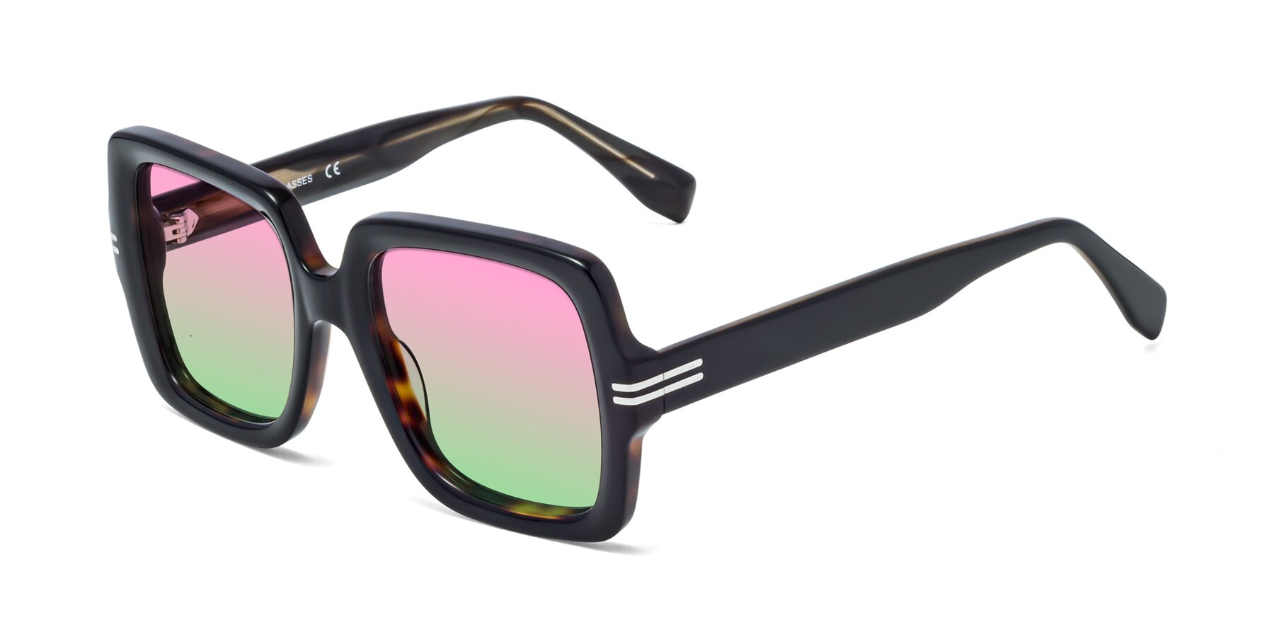 Angle of 1528 in Tortoise with Pink / Green Gradient Lenses
