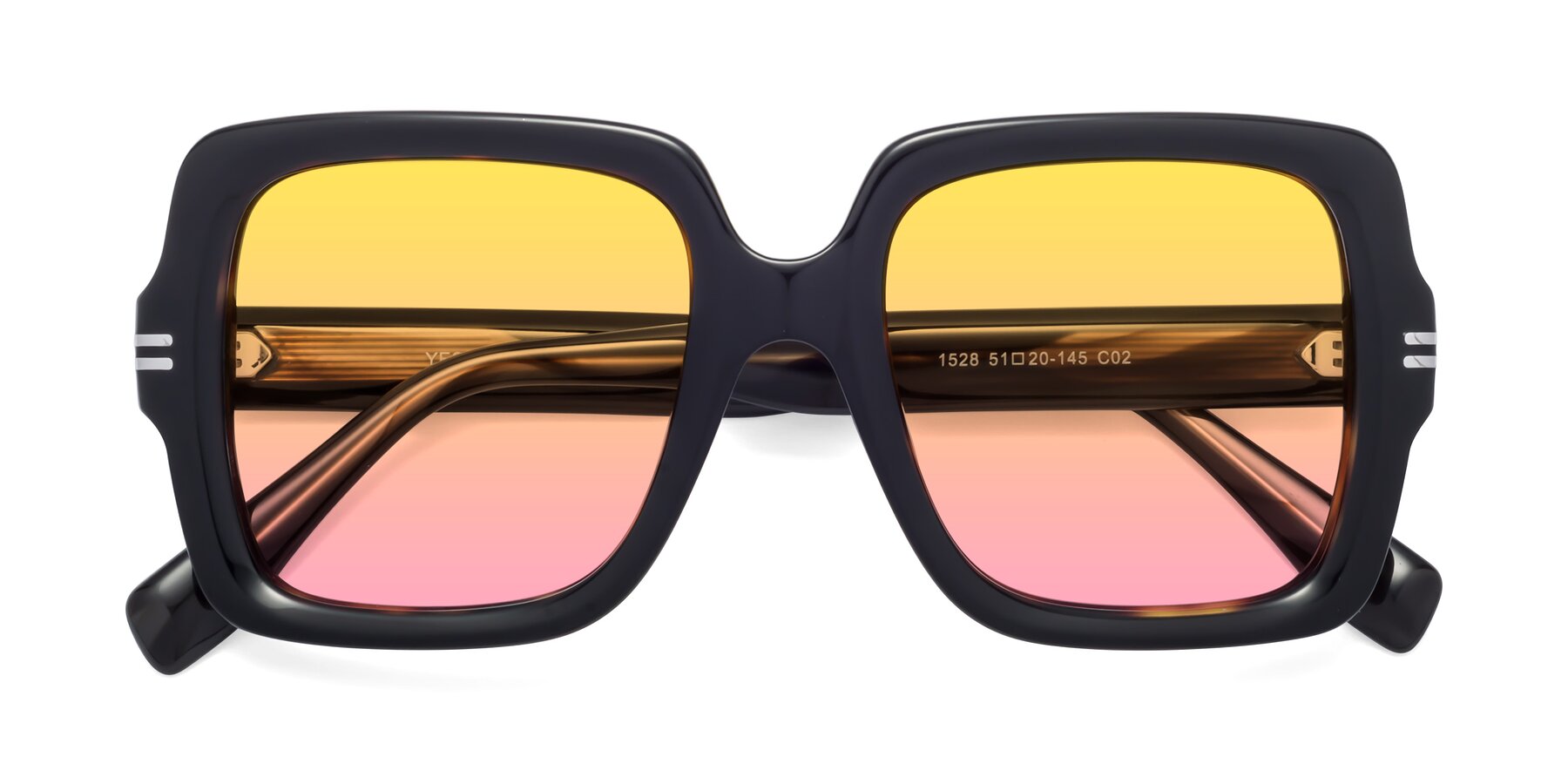 Folded Front of 1528 in Tortoise with Yellow / Pink Gradient Lenses