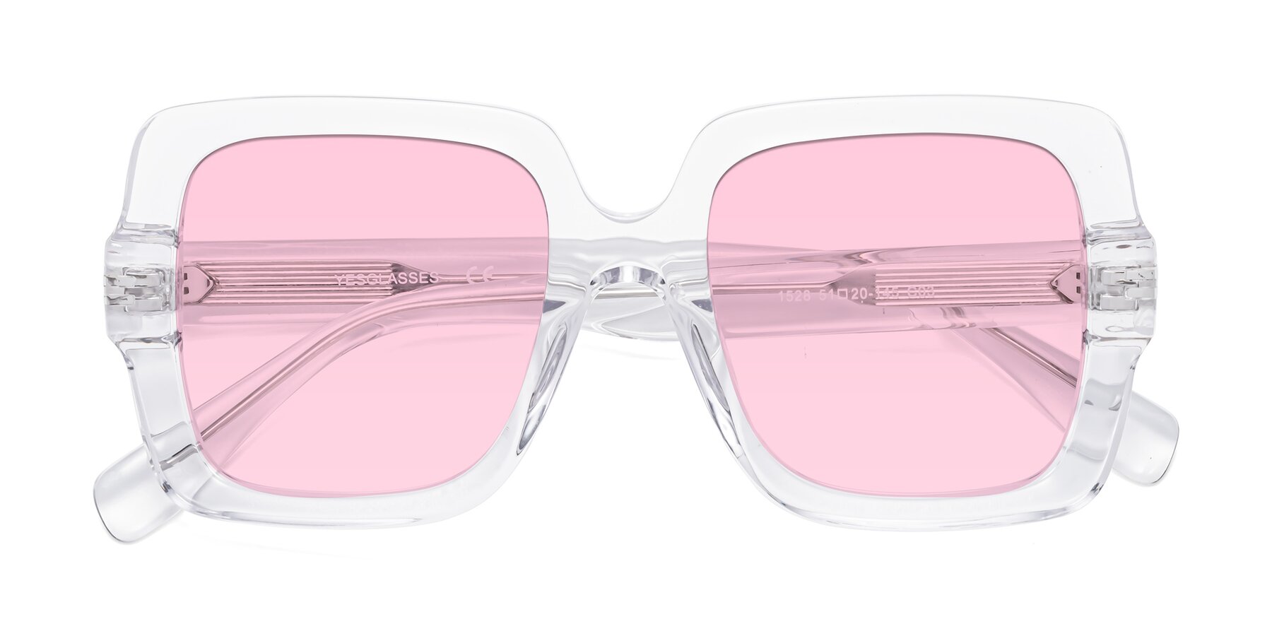 Folded Front of 1528 in Clear with Light Pink Tinted Lenses