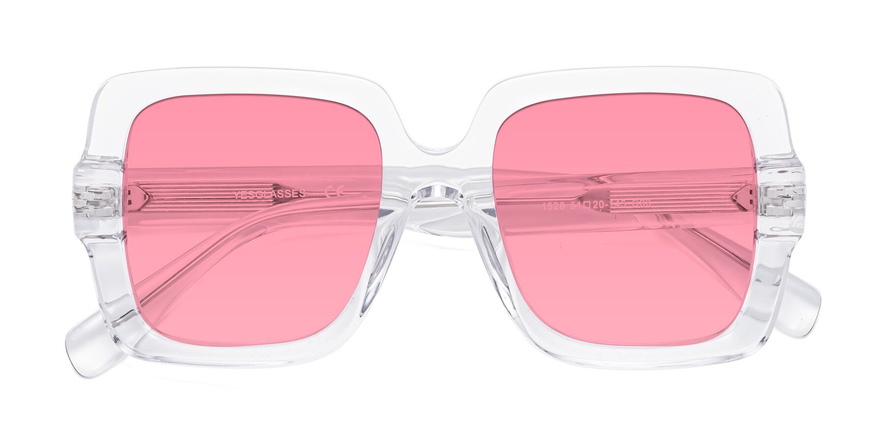 Folded Front of 1528 in Clear with Medium Pink Tinted Lenses