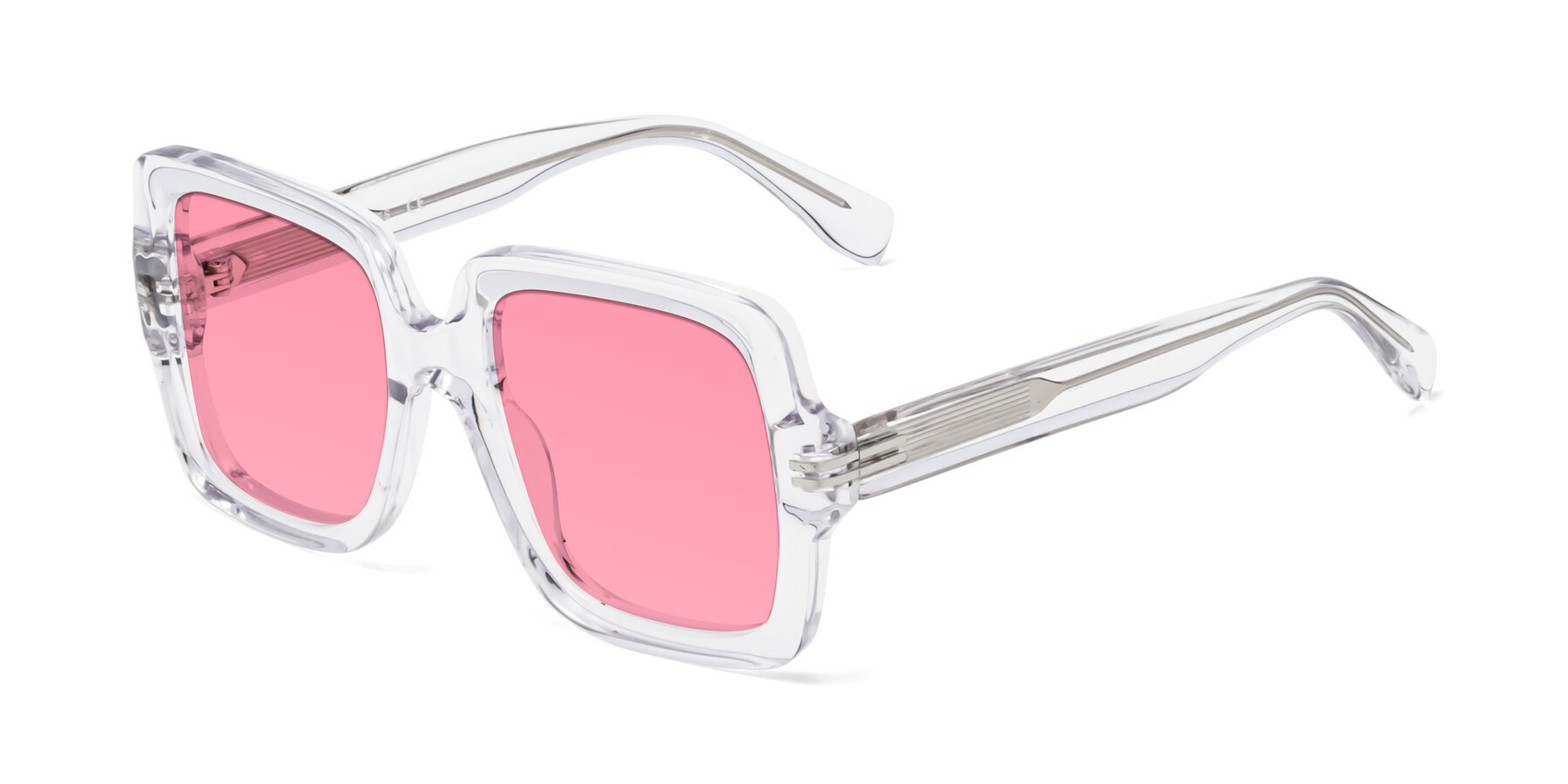 Angle of 1528 in Clear with Medium Pink Tinted Lenses