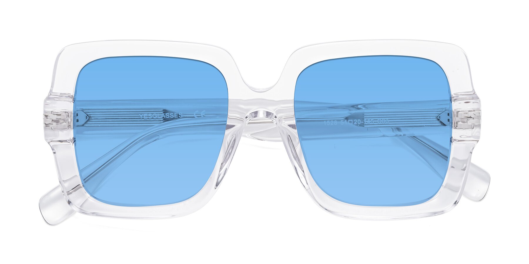 Folded Front of 1528 in Clear with Medium Blue Tinted Lenses
