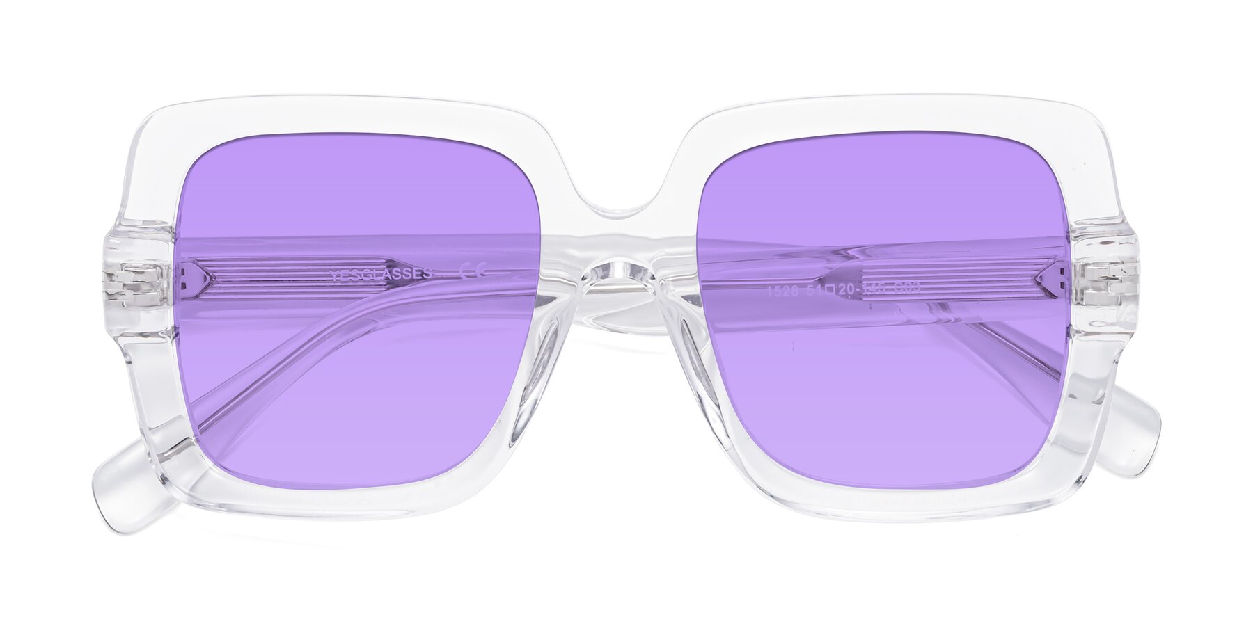 Folded Front of 1528 in Clear with Medium Purple Tinted Lenses