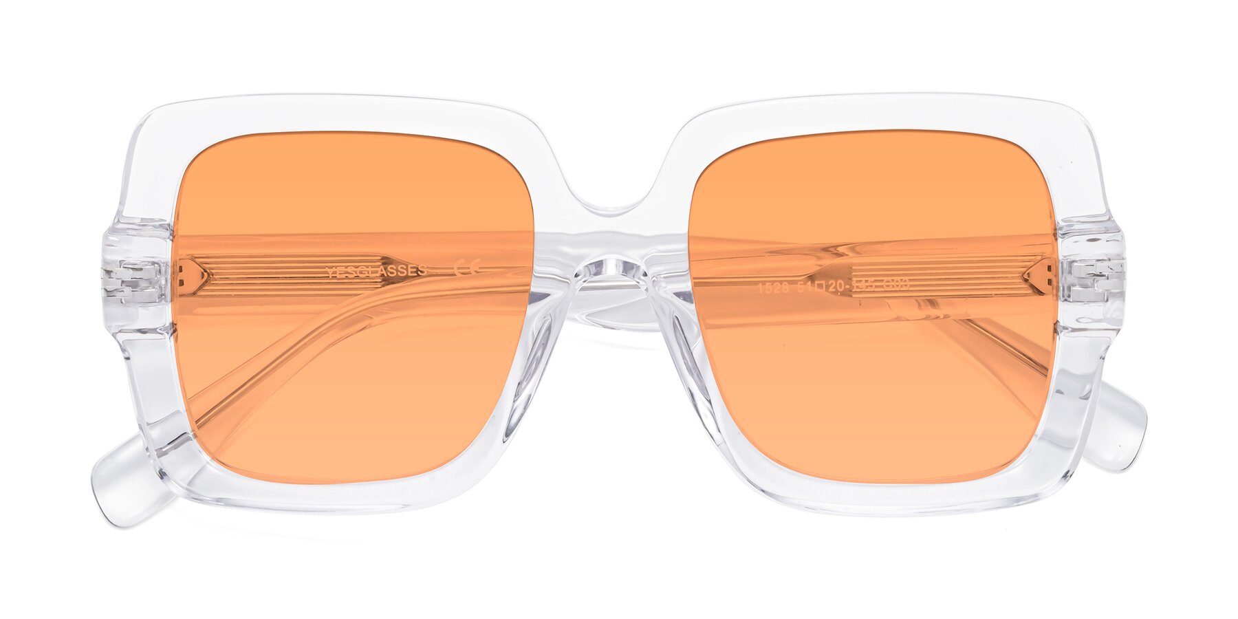 Folded Front of 1528 in Clear with Medium Orange Tinted Lenses