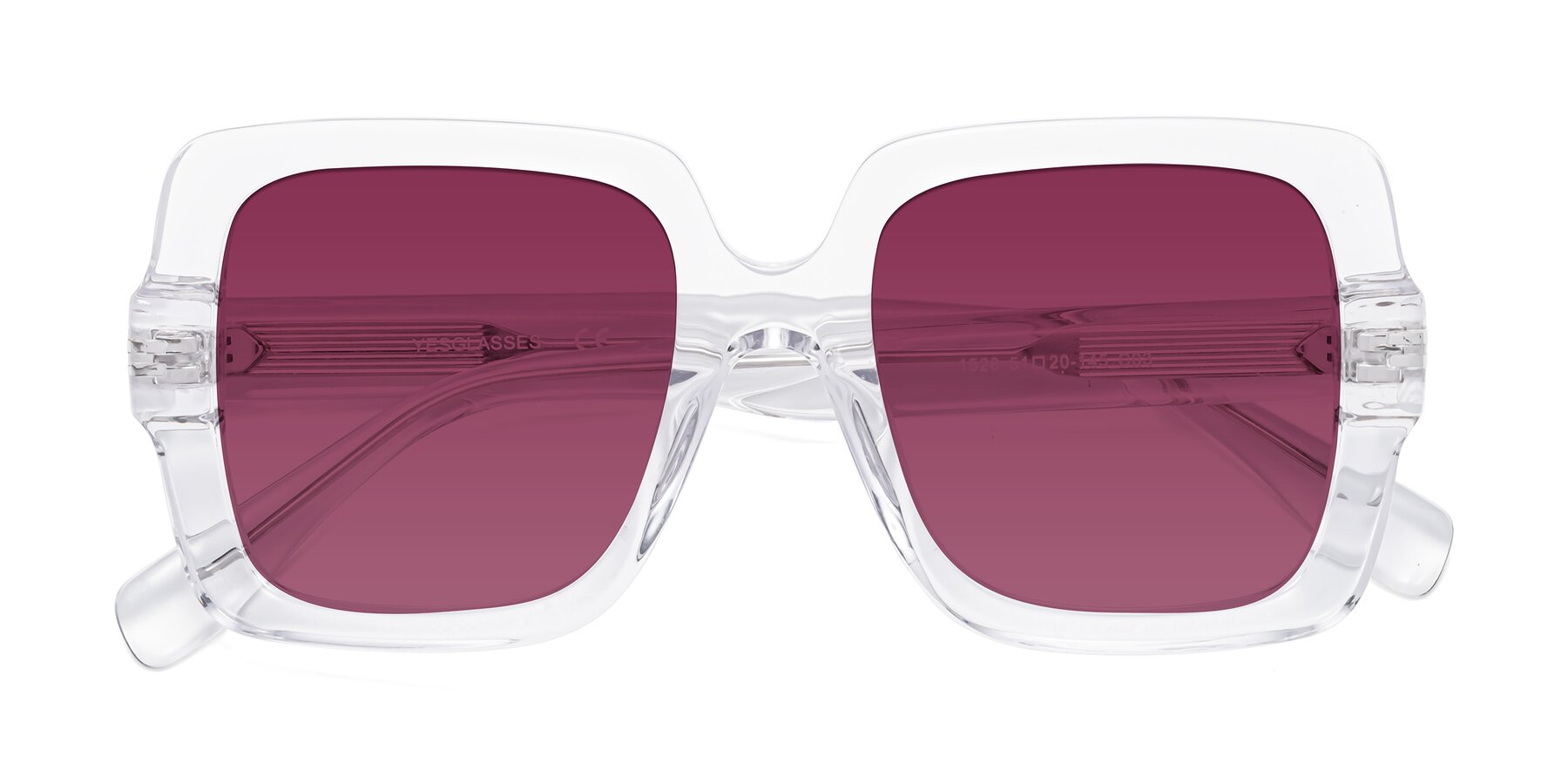 Folded Front of 1528 in Clear with Wine Tinted Lenses