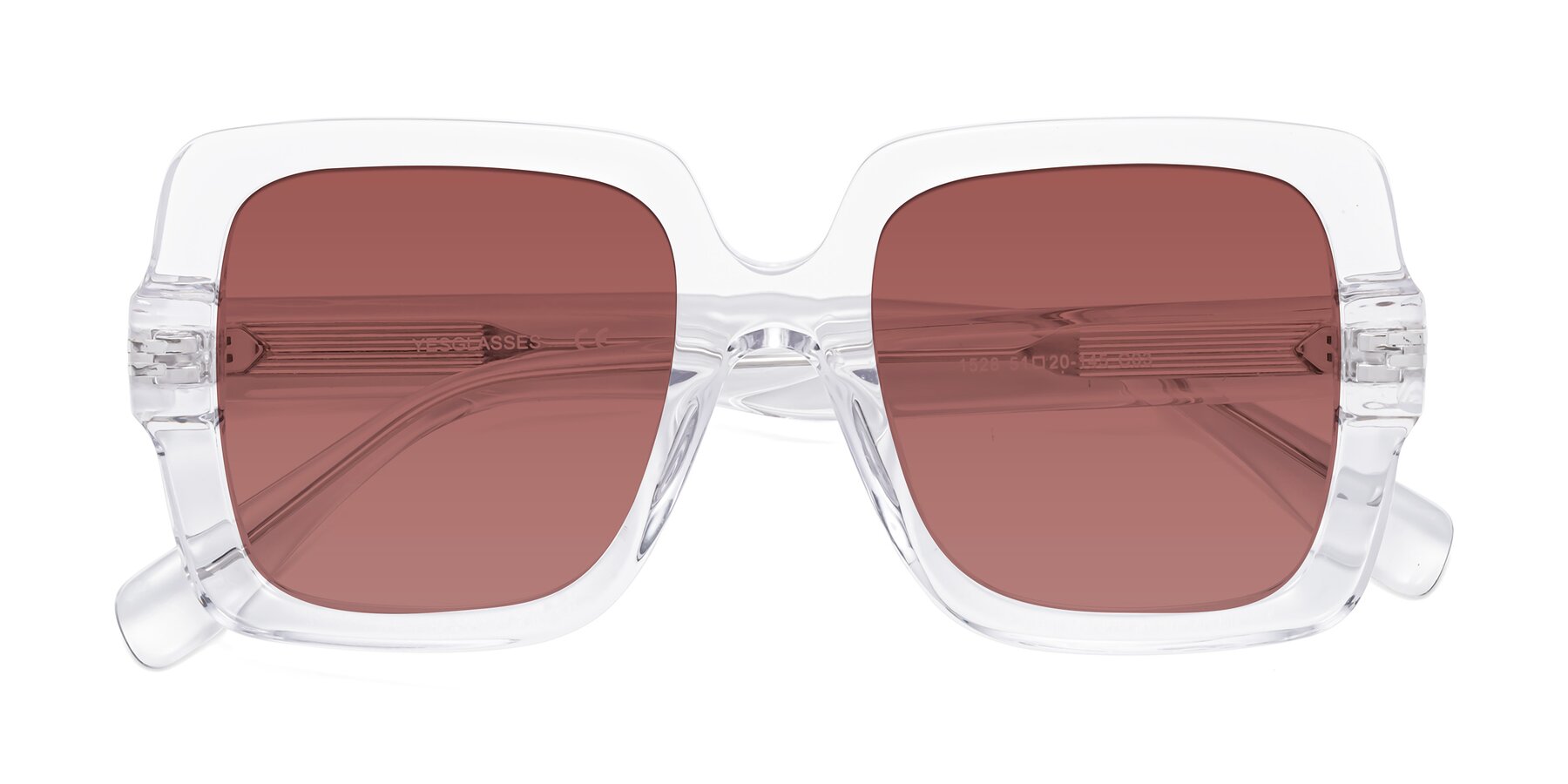 Folded Front of 1528 in Clear with Garnet Tinted Lenses