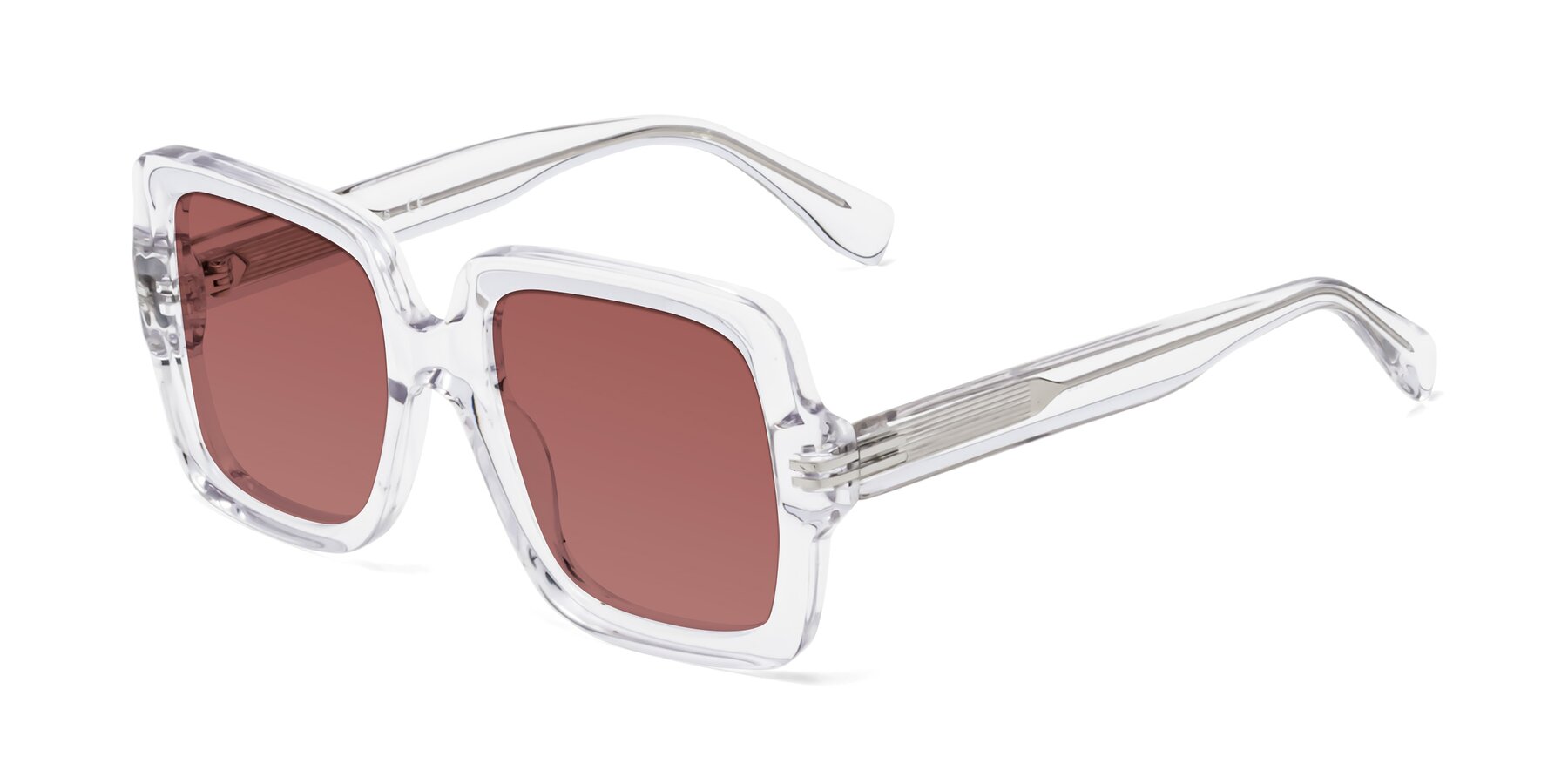 Angle of 1528 in Clear with Garnet Tinted Lenses