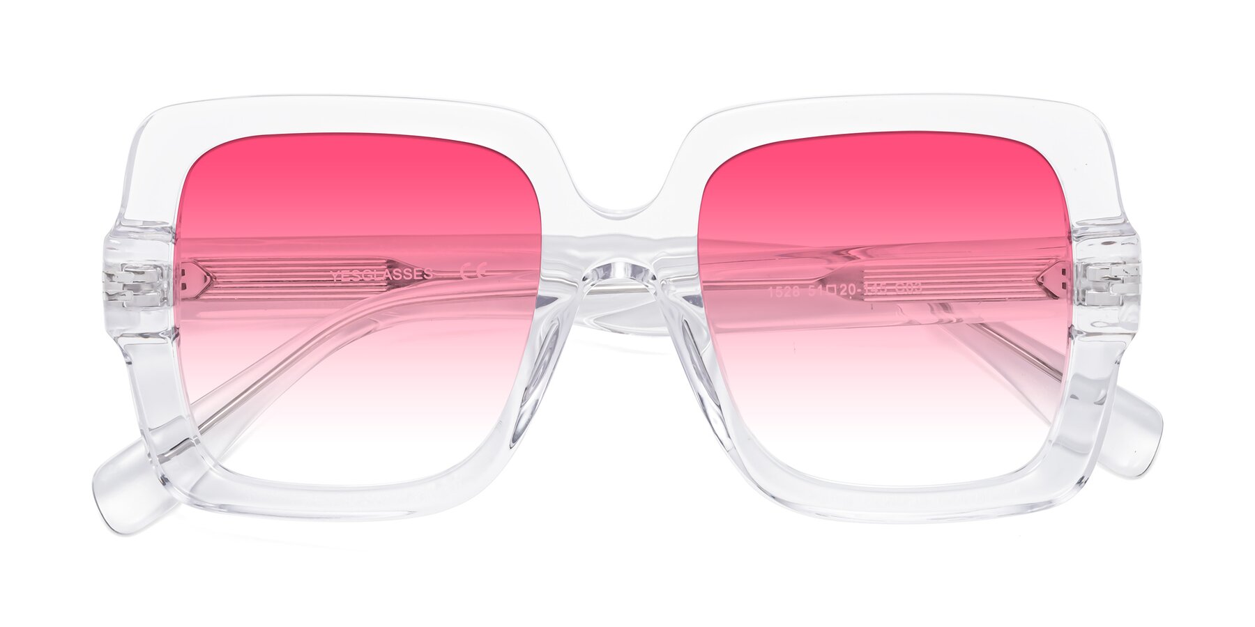 Folded Front of 1528 in Clear with Pink Gradient Lenses