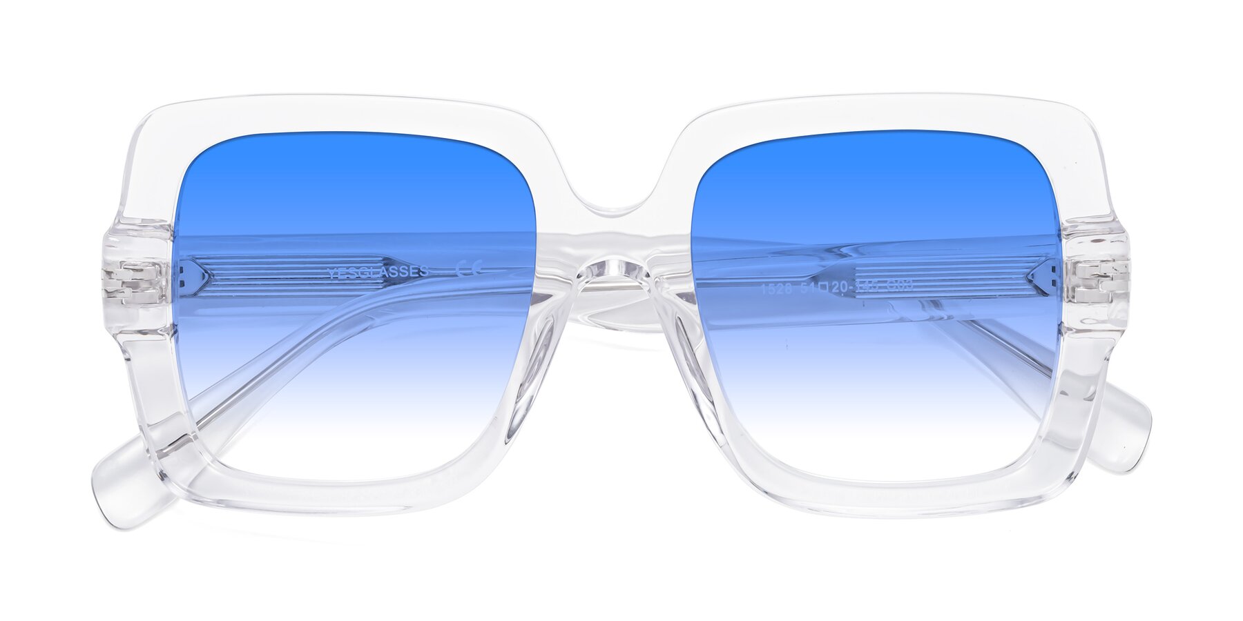 Folded Front of 1528 in Clear with Blue Gradient Lenses