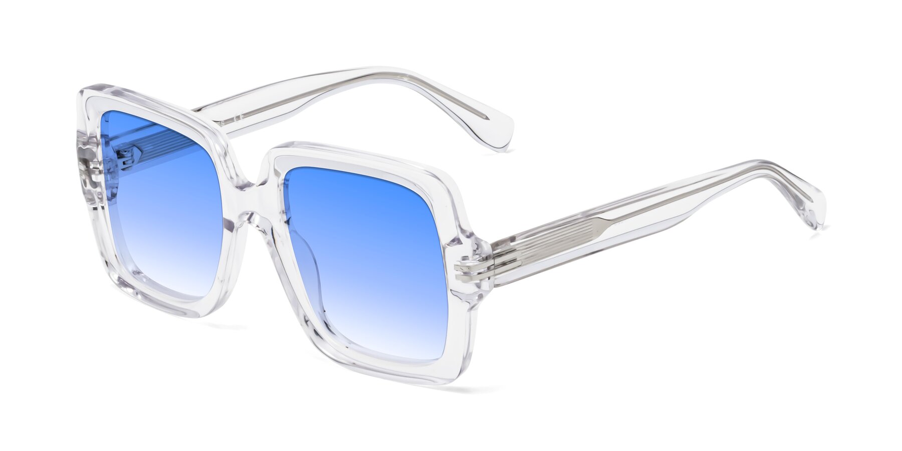 Angle of 1528 in Clear with Blue Gradient Lenses