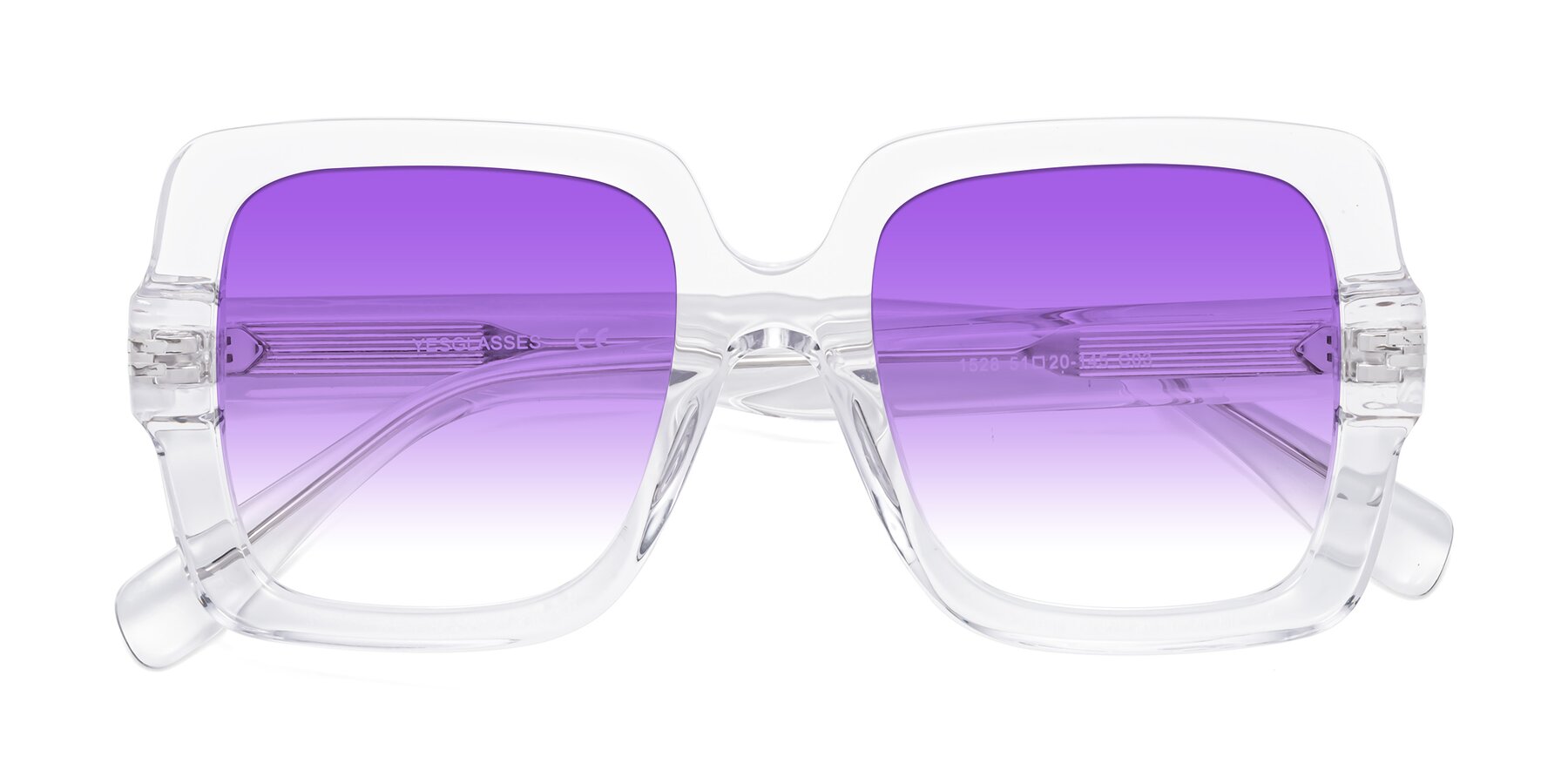 Folded Front of 1528 in Clear with Purple Gradient Lenses