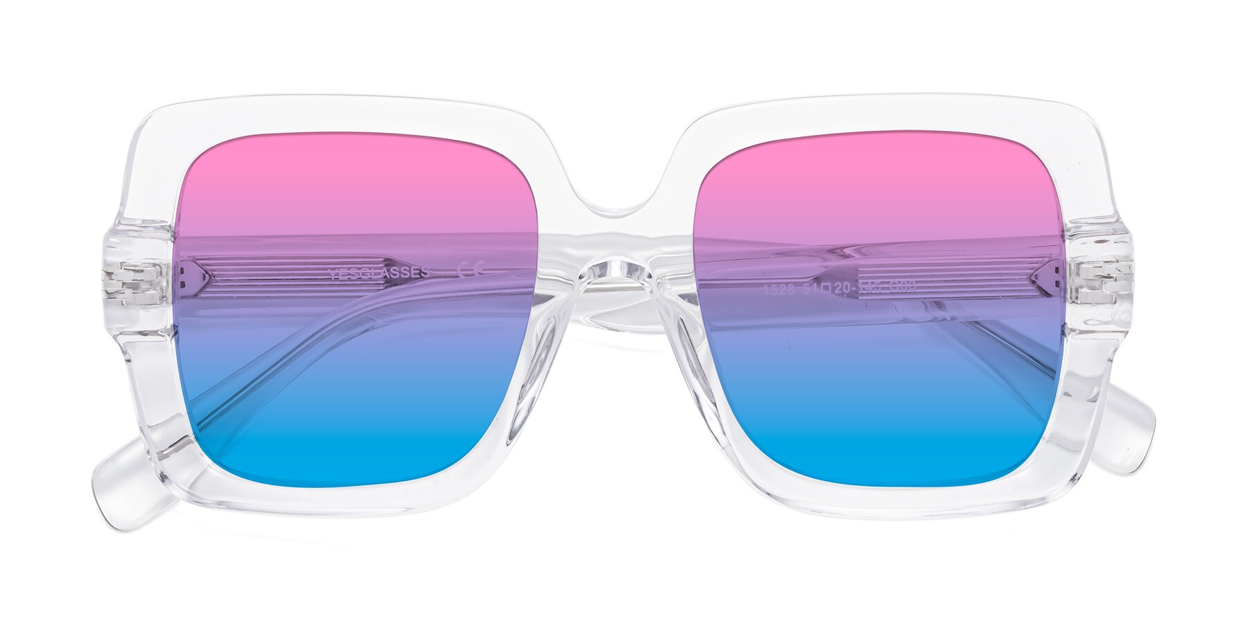 Folded Front of 1528 in Clear with Pink / Blue Gradient Lenses