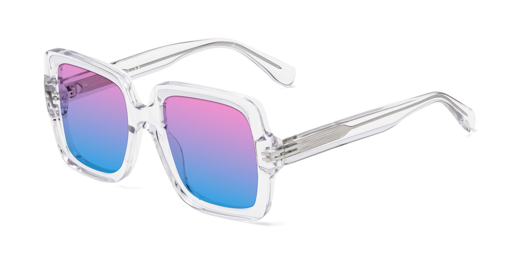 Angle of 1528 in Clear with Pink / Blue Gradient Lenses