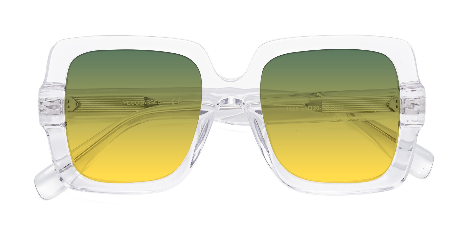 Folded Front of 1528 in Clear with Green / Yellow Gradient Lenses