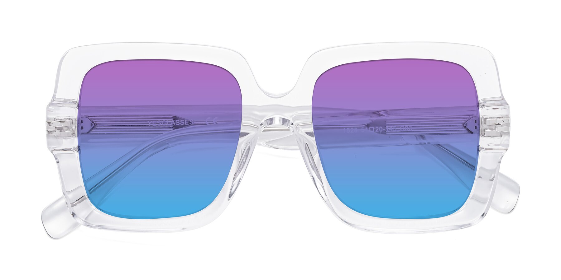 Folded Front of 1528 in Clear with Purple / Blue Gradient Lenses