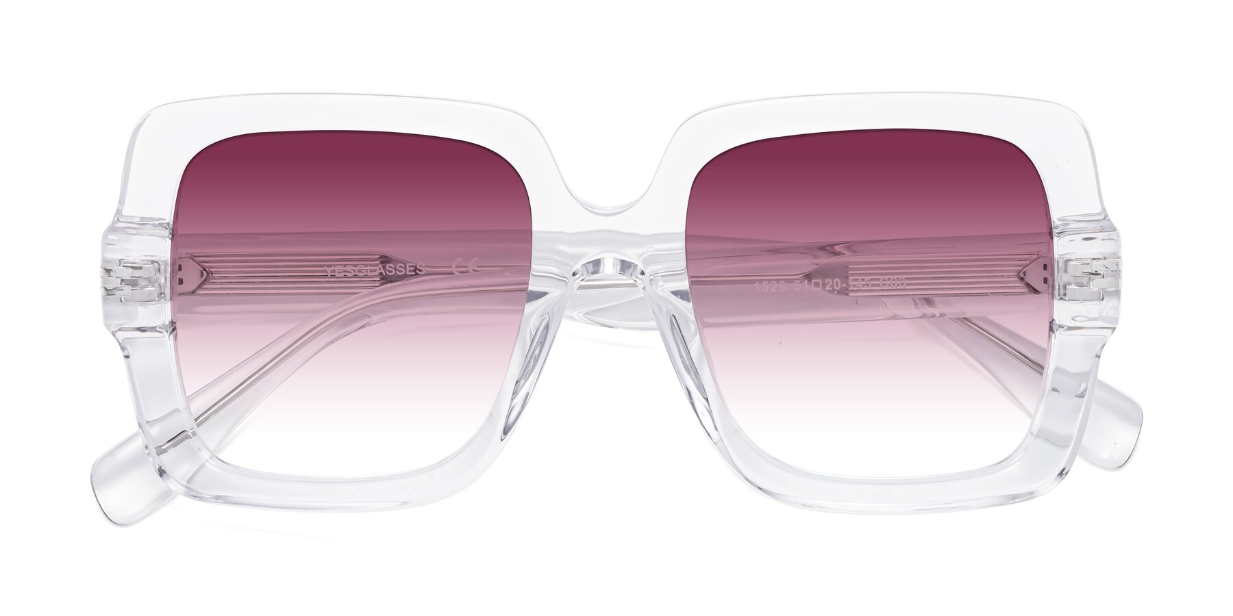 Folded Front of 1528 in Clear with Wine Gradient Lenses