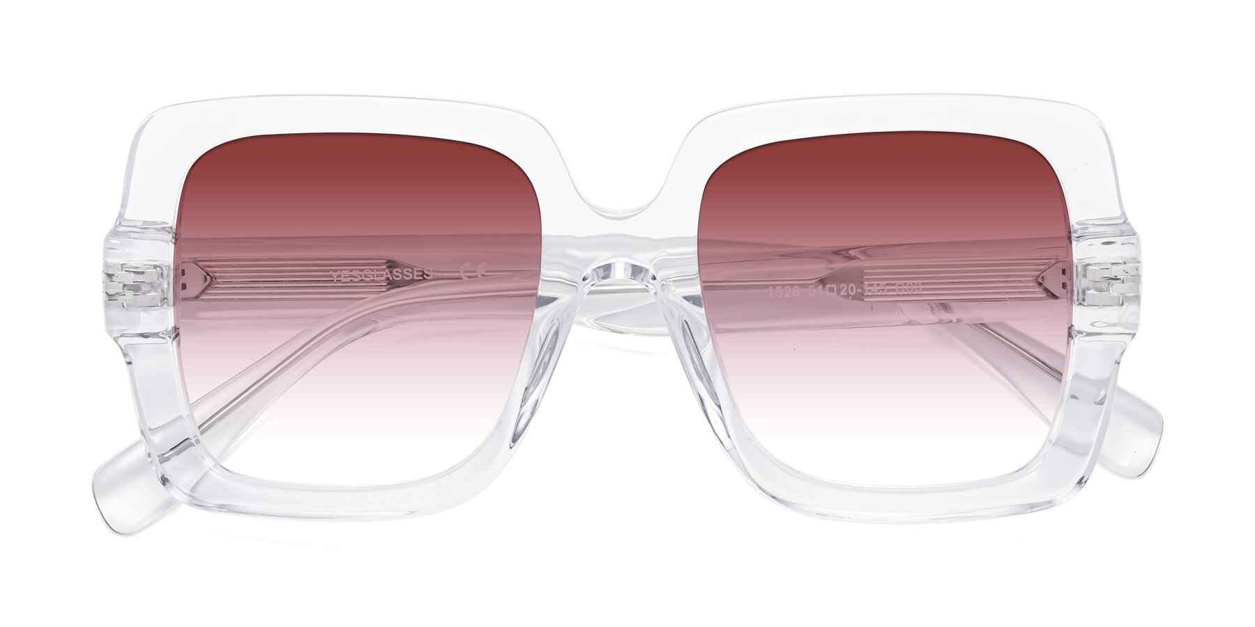 Folded Front of 1528 in Clear with Garnet Gradient Lenses