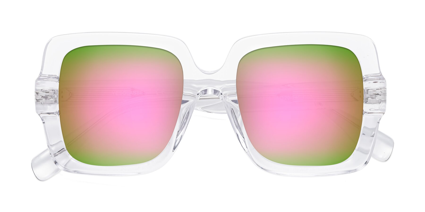 Folded Front of 1528 in Clear with Pink Mirrored Lenses