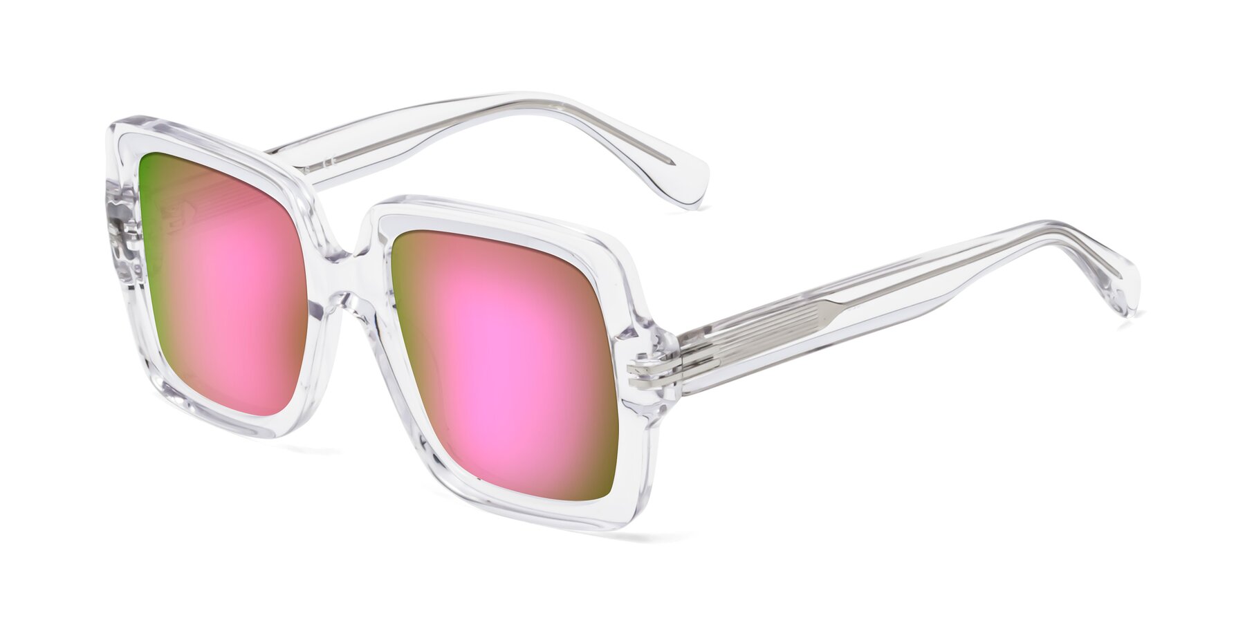 Angle of 1528 in Clear with Pink Mirrored Lenses