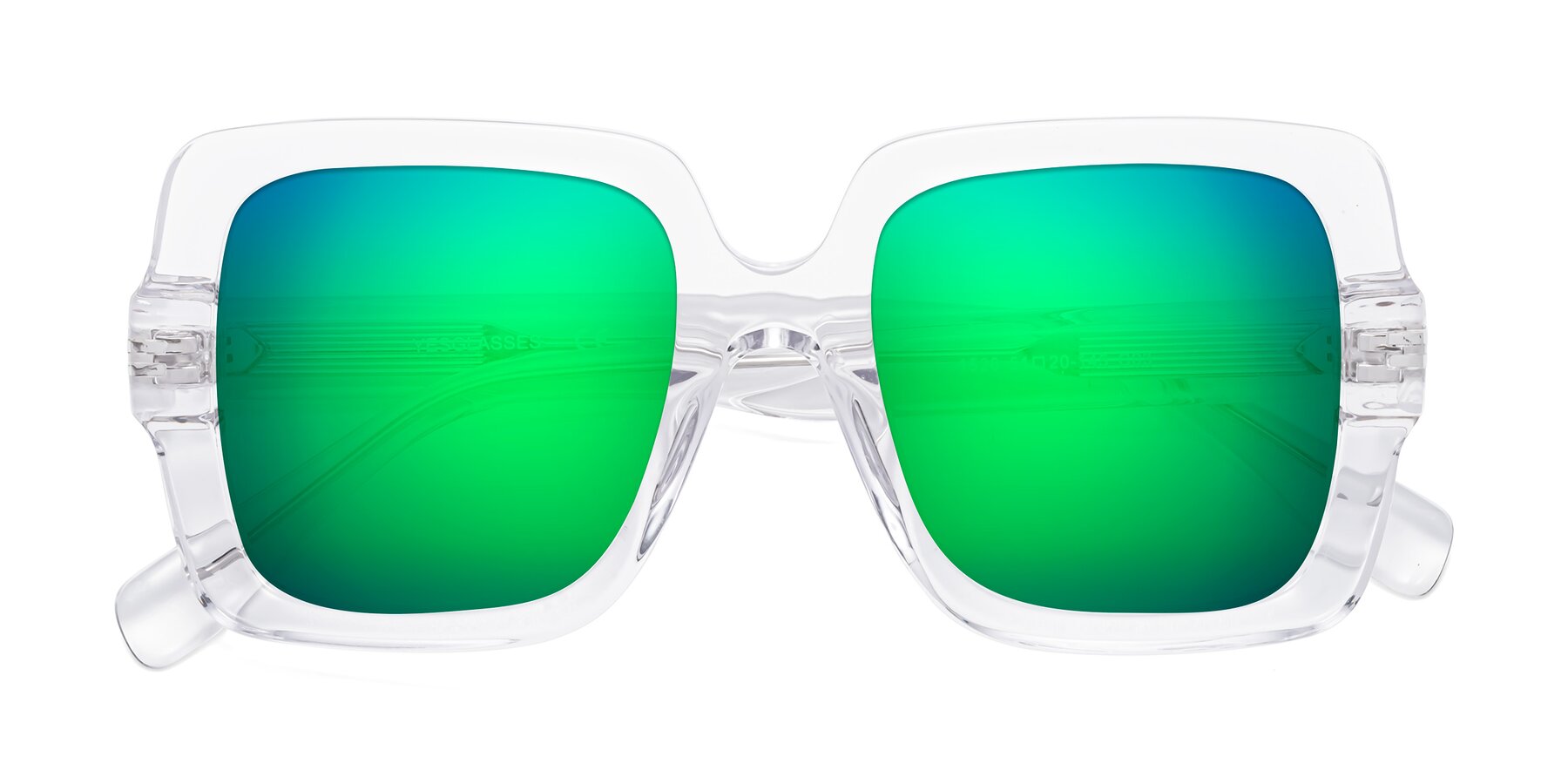 Folded Front of 1528 in Clear with Green Mirrored Lenses