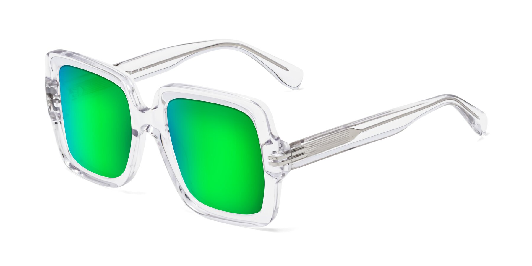 Angle of 1528 in Clear with Green Mirrored Lenses
