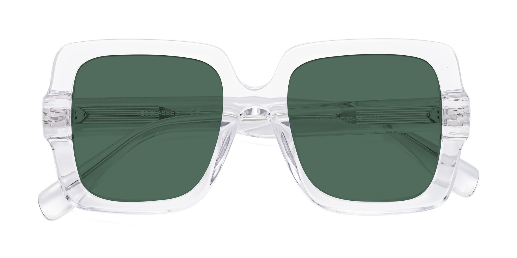 Folded Front of 1528 in Clear with Green Polarized Lenses