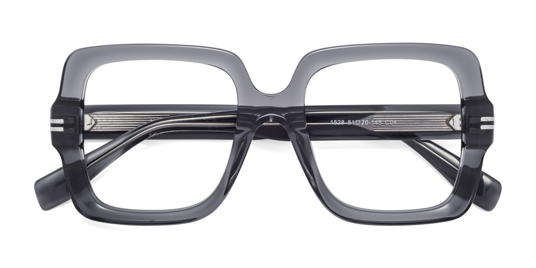 Folded Front of 1528 in Gray with Clear Blue Light Blocking Lenses