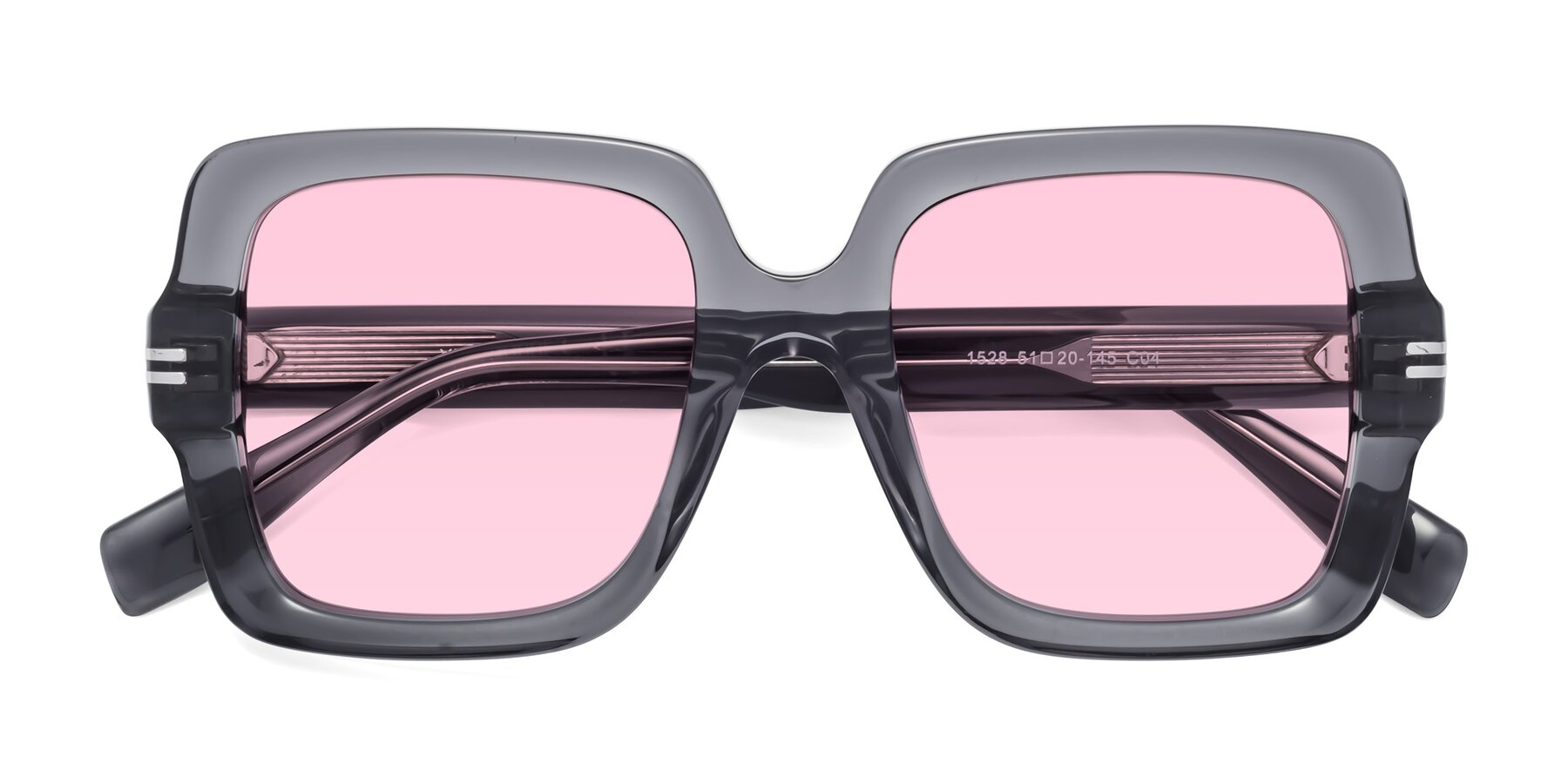 Folded Front of 1528 in Gray with Light Pink Tinted Lenses