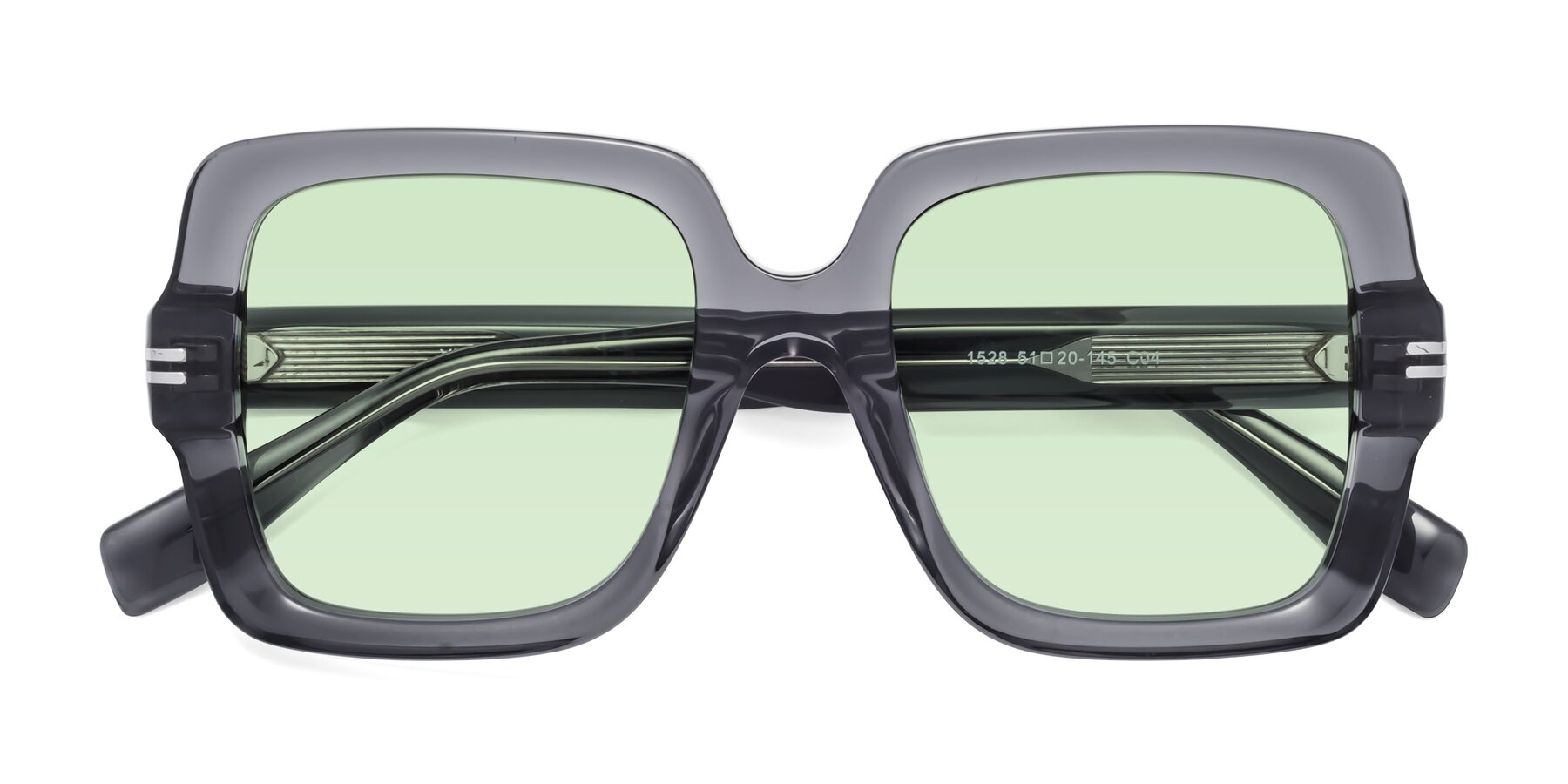 Folded Front of 1528 in Gray with Light Green Tinted Lenses