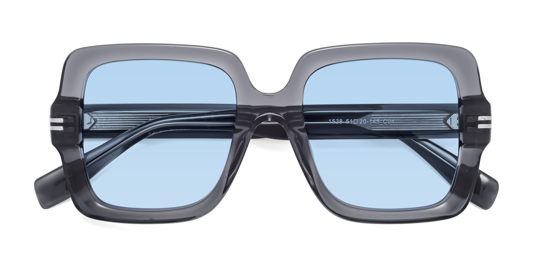 Folded Front of 1528 in Gray with Light Blue Tinted Lenses