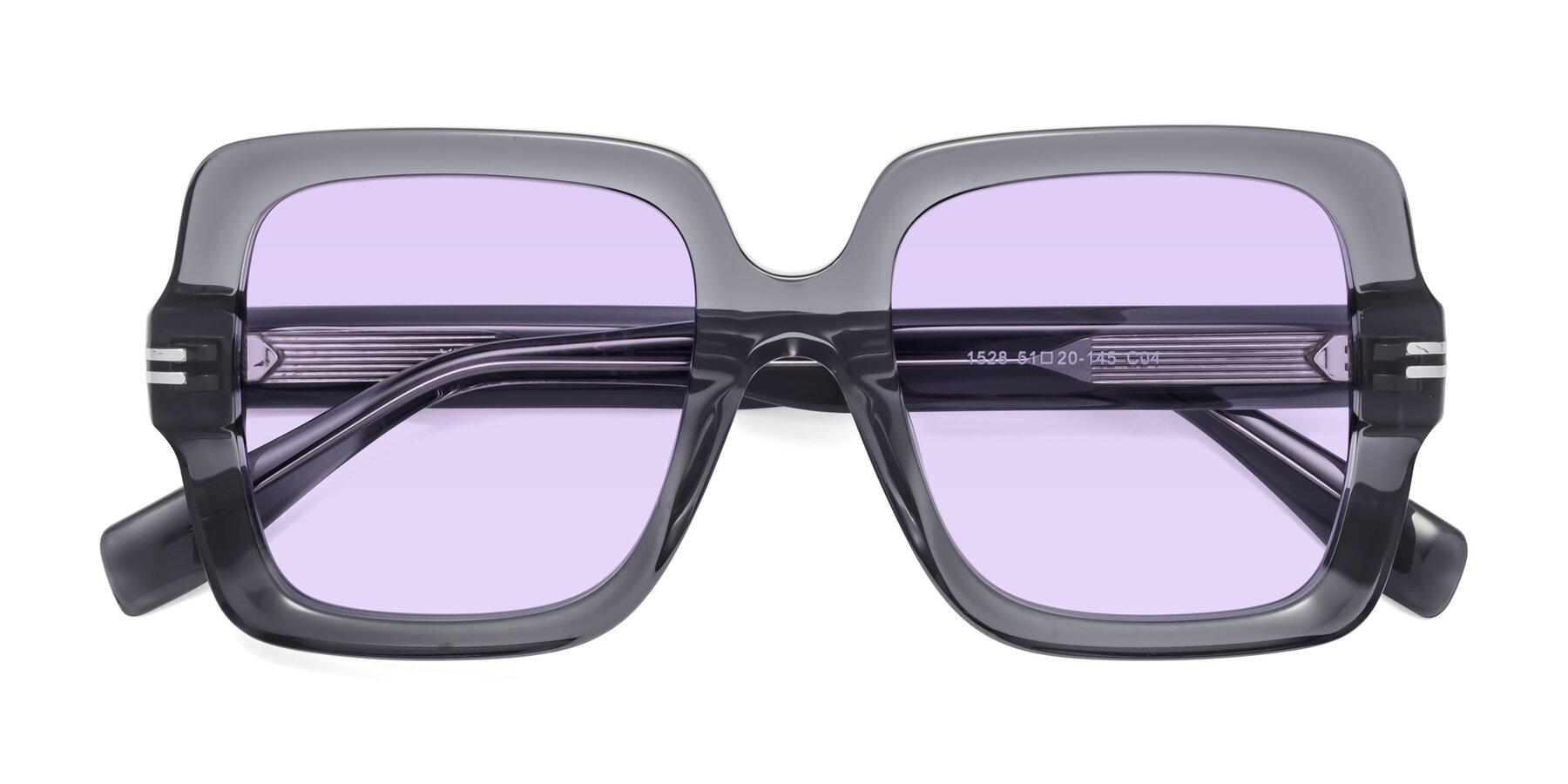 Folded Front of 1528 in Gray with Light Purple Tinted Lenses