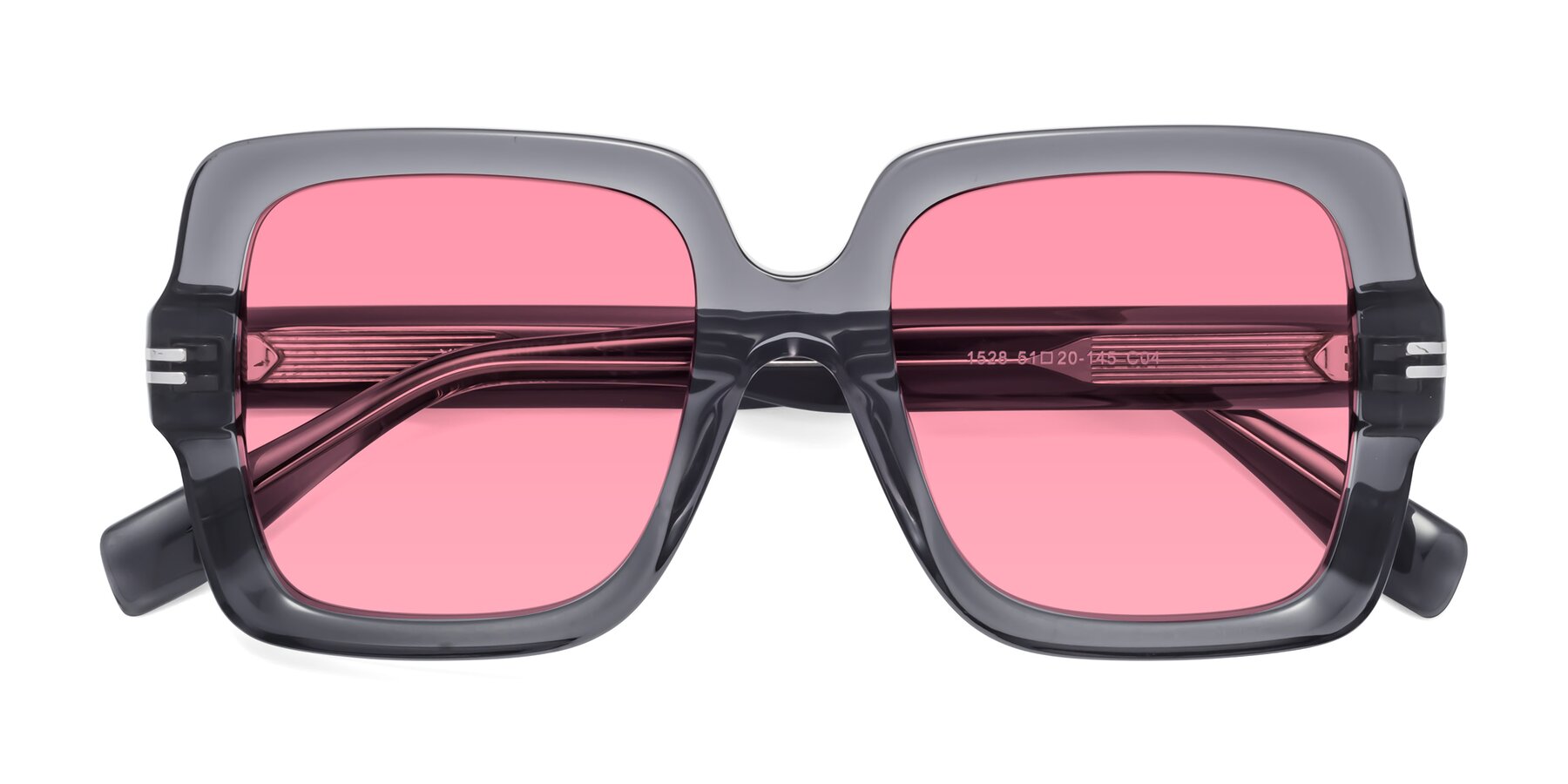 Folded Front of 1528 in Gray with Pink Tinted Lenses