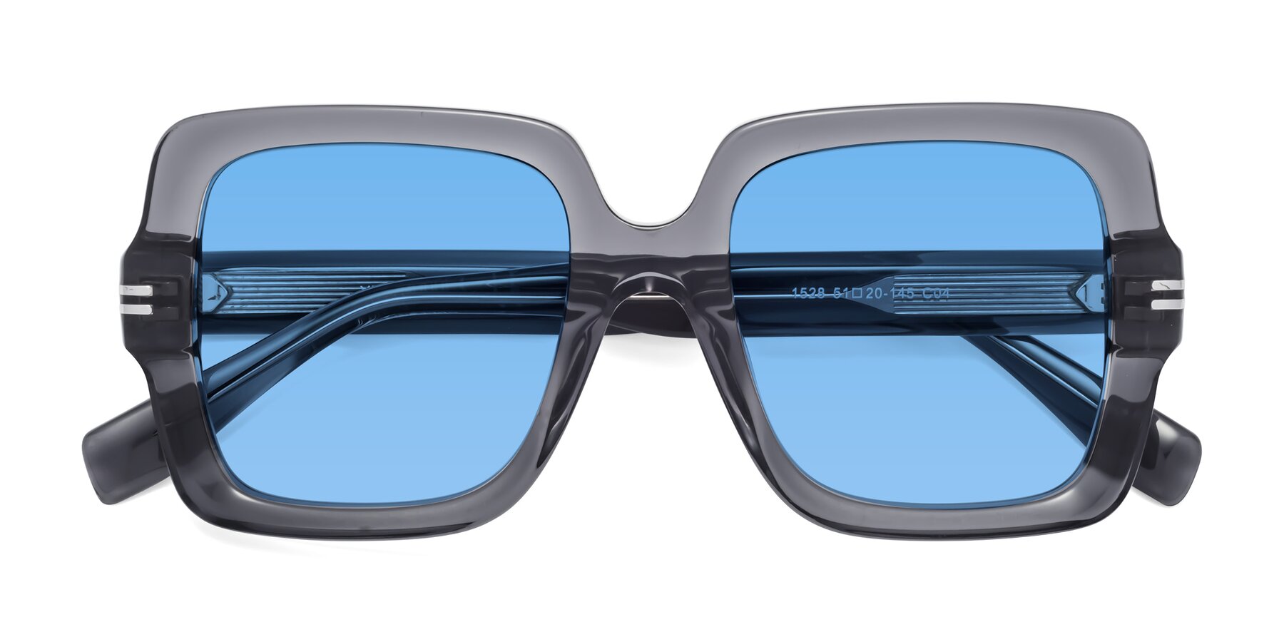 Folded Front of 1528 in Gray with Medium Blue Tinted Lenses