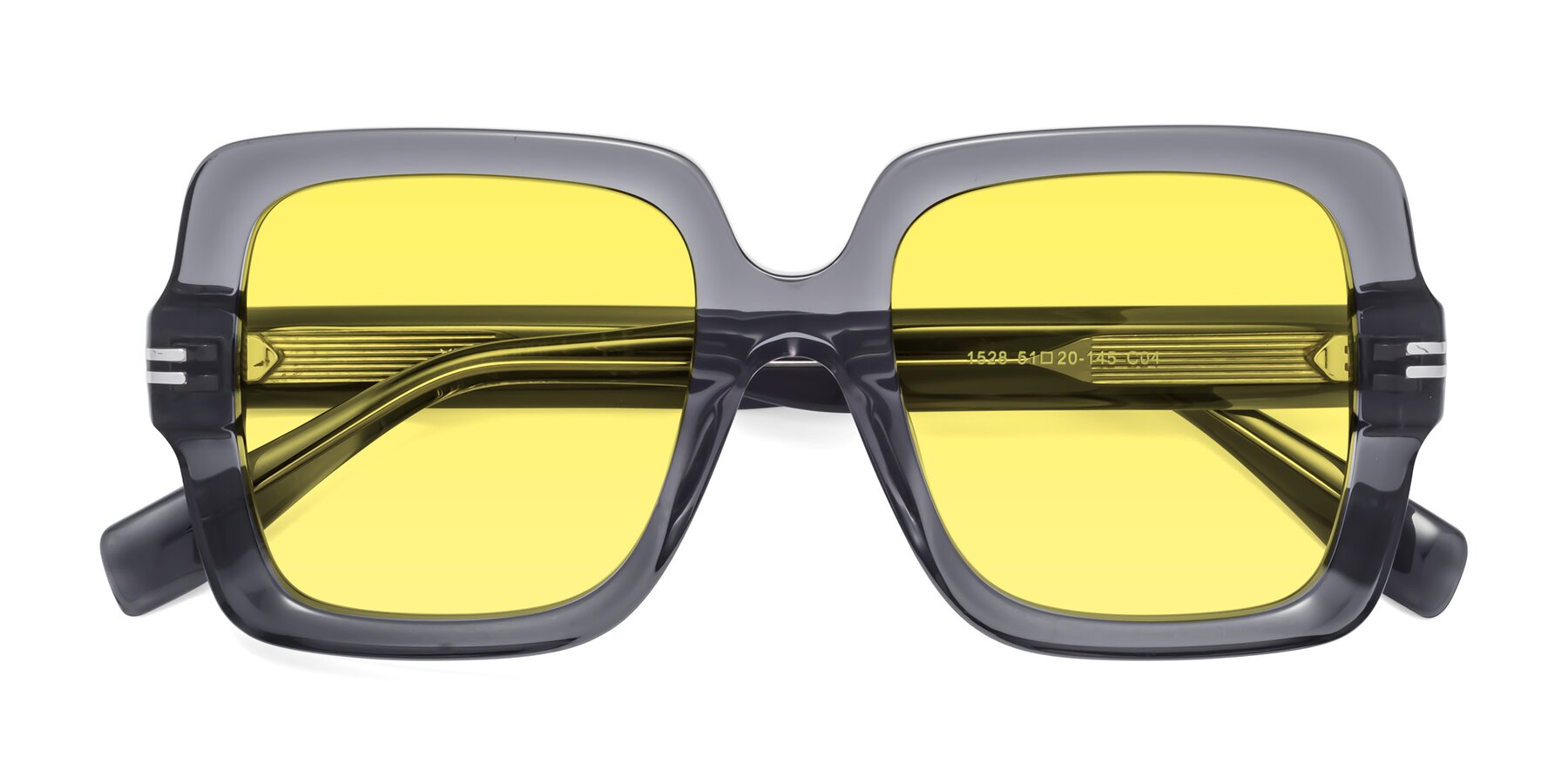 Folded Front of 1528 in Gray with Medium Yellow Tinted Lenses