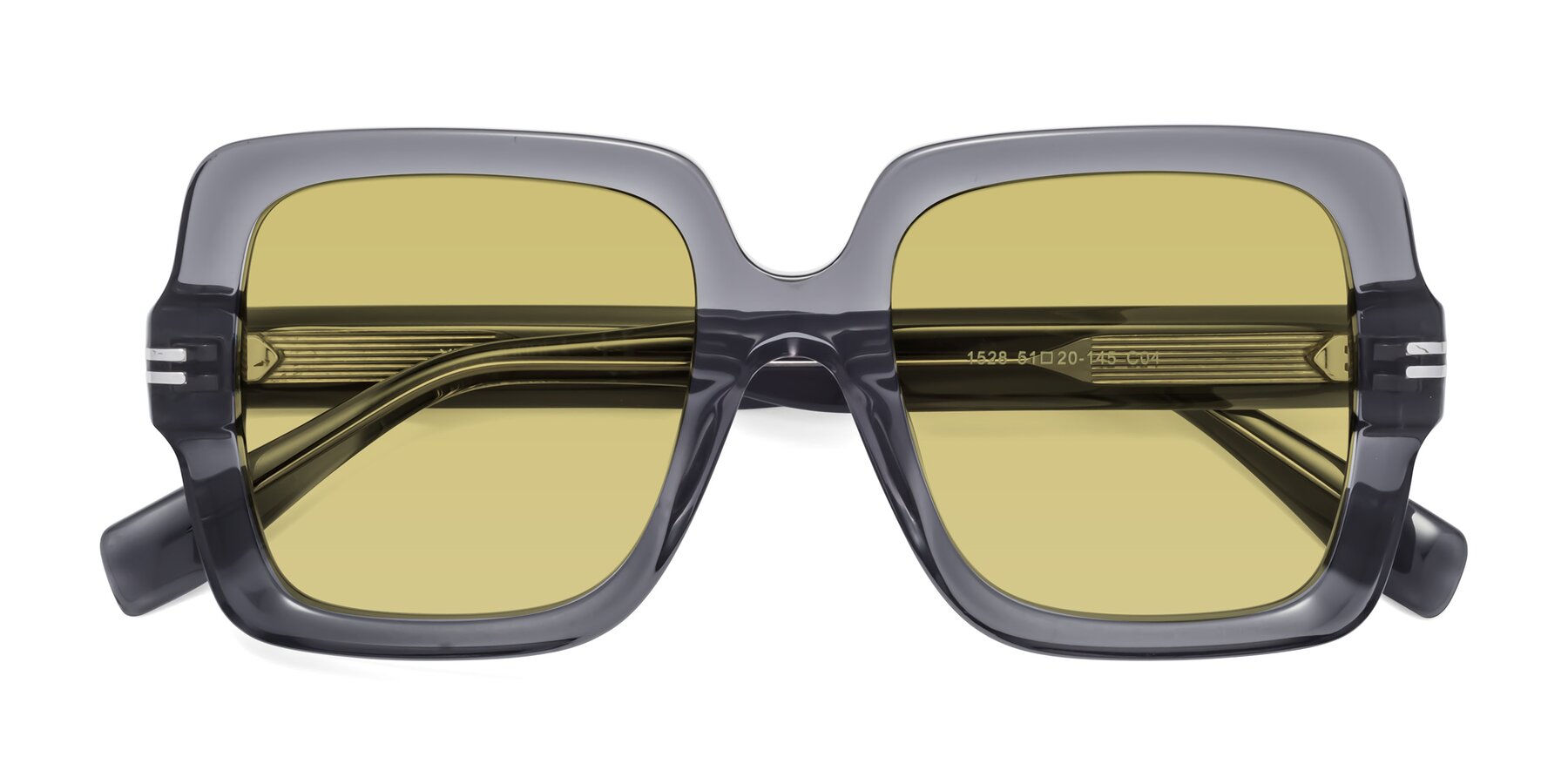 Folded Front of 1528 in Gray with Medium Champagne Tinted Lenses