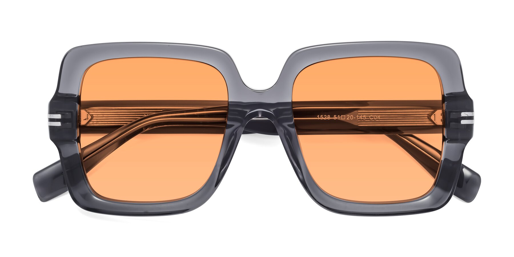 Folded Front of 1528 in Gray with Medium Orange Tinted Lenses