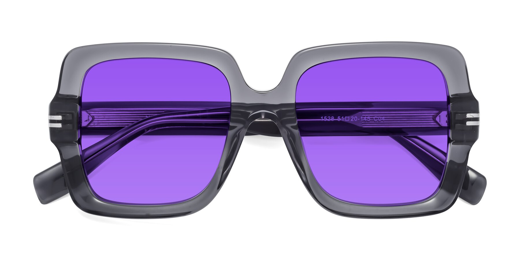 Folded Front of 1528 in Gray with Purple Tinted Lenses