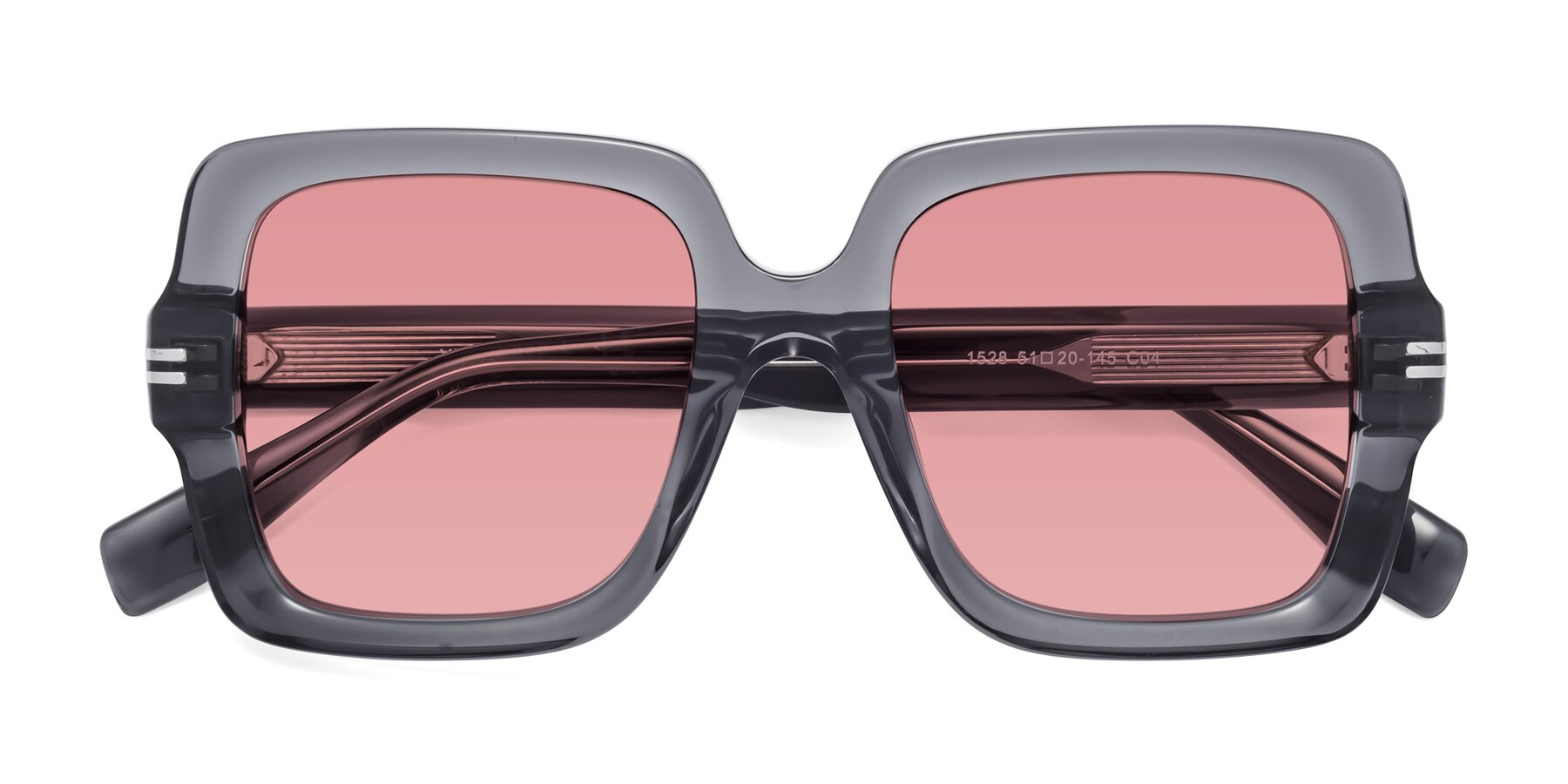 Folded Front of 1528 in Gray with Medium Garnet Tinted Lenses