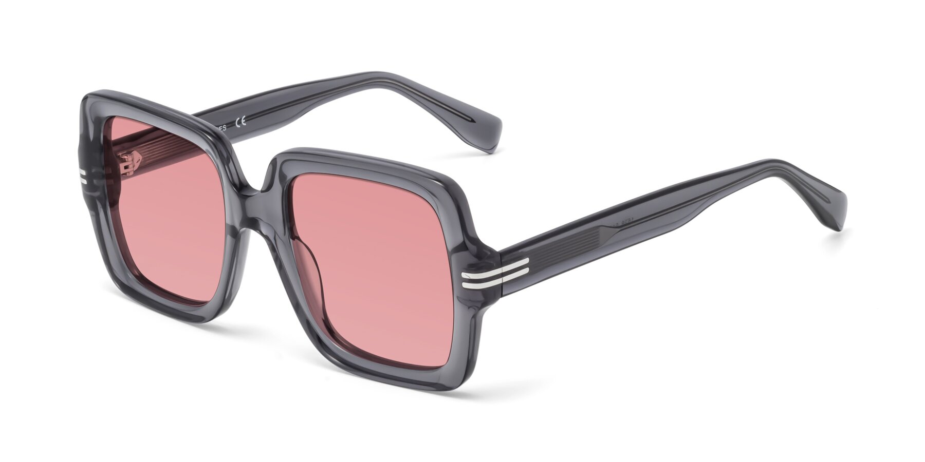 Angle of 1528 in Gray with Medium Garnet Tinted Lenses