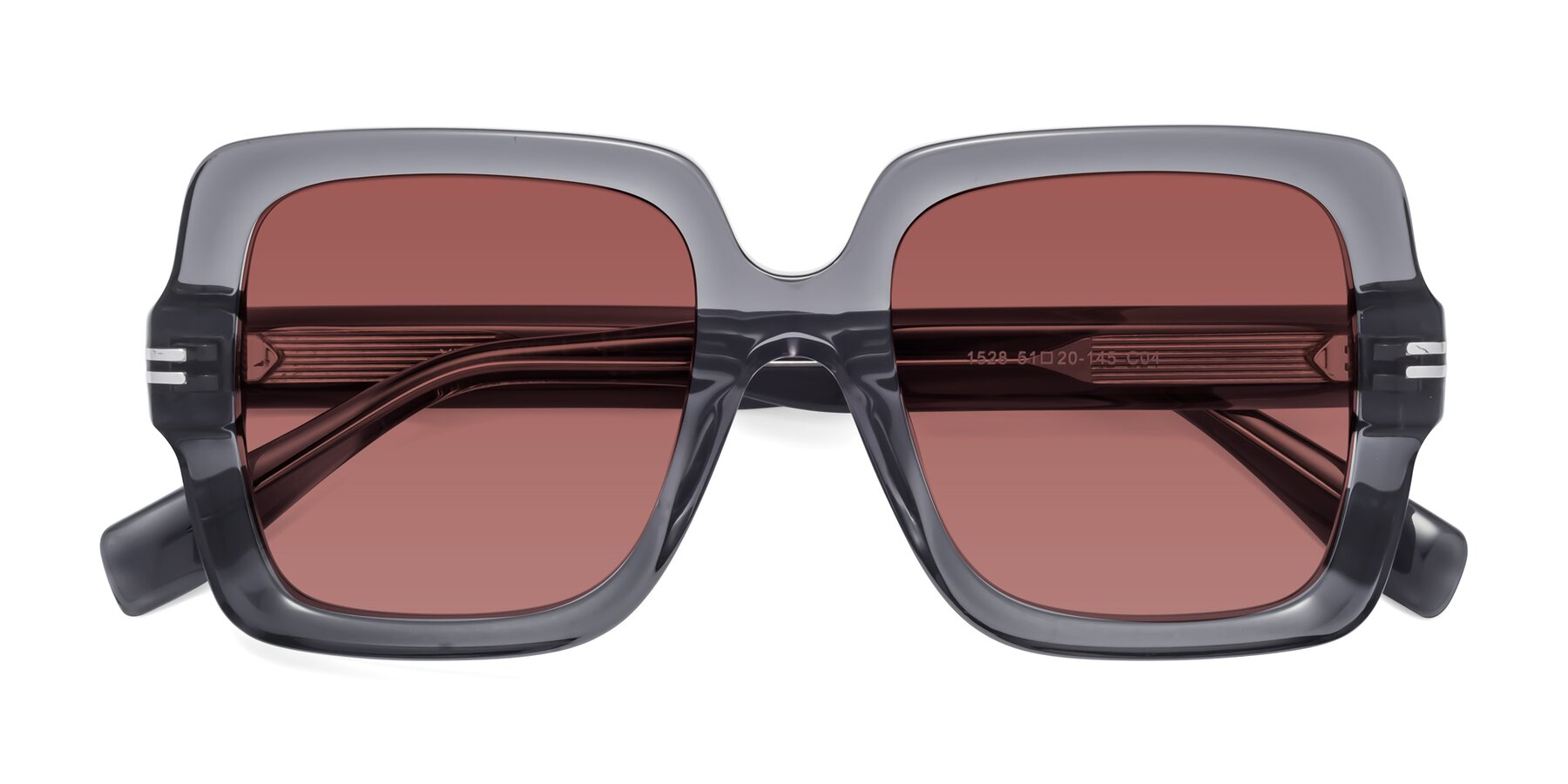 Folded Front of 1528 in Gray with Garnet Tinted Lenses