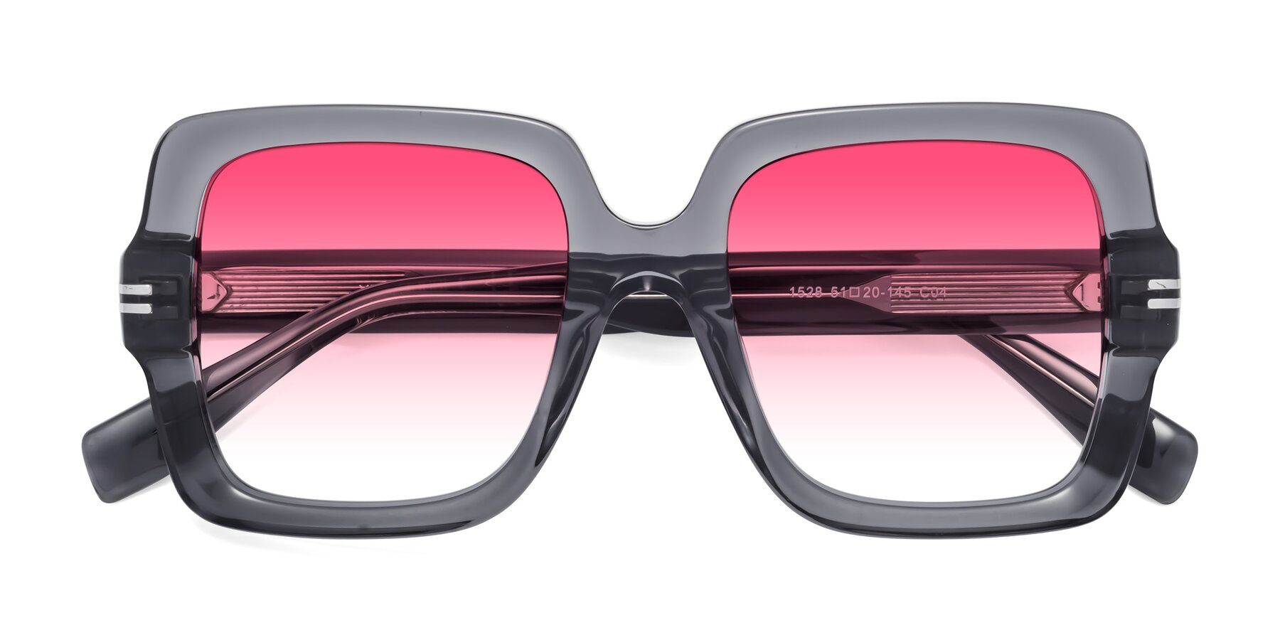 Folded Front of 1528 in Gray with Pink Gradient Lenses