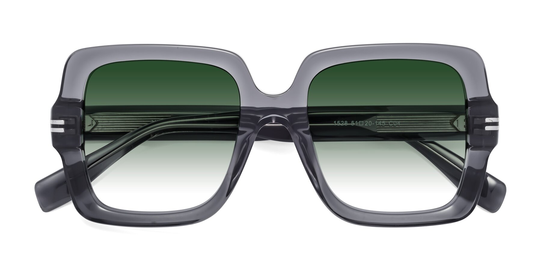 Folded Front of 1528 in Gray with Green Gradient Lenses