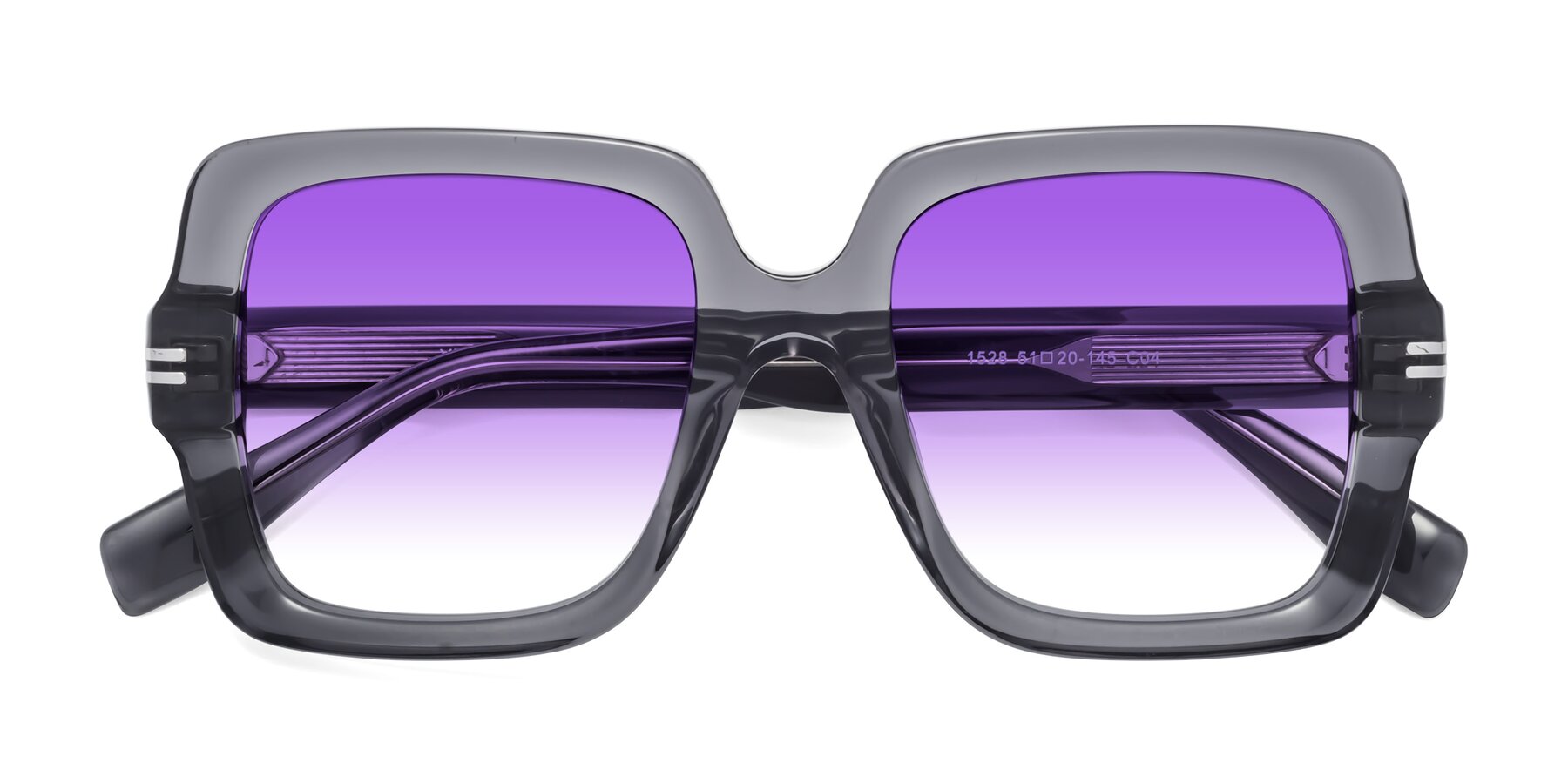Folded Front of 1528 in Gray with Purple Gradient Lenses