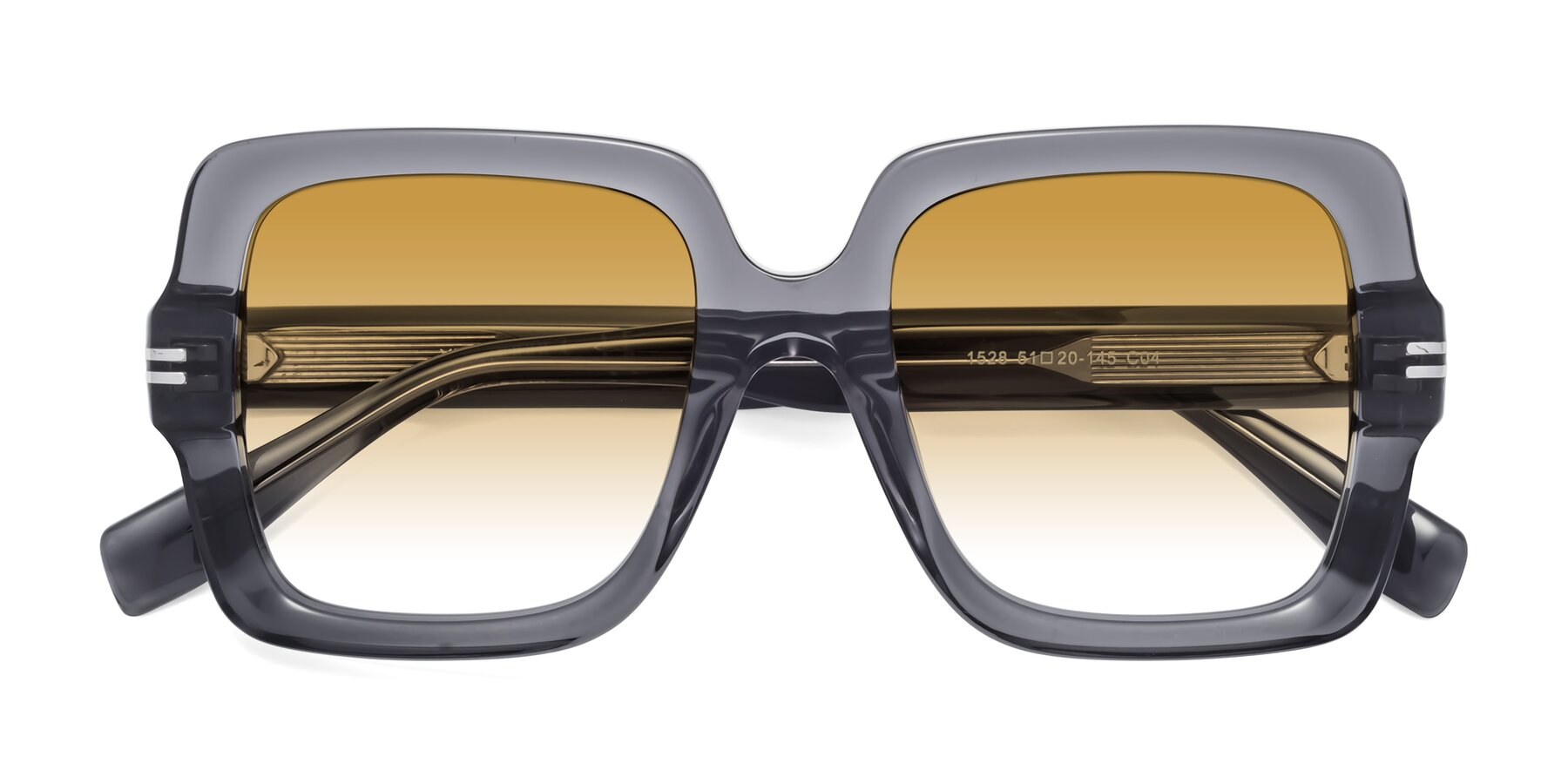 Folded Front of 1528 in Gray with Champagne Gradient Lenses