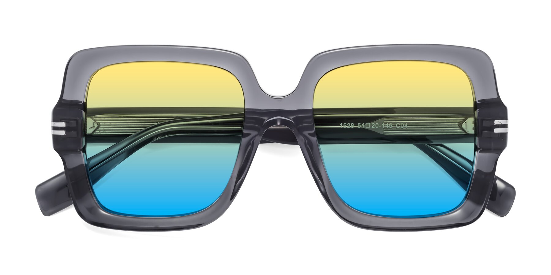 Folded Front of 1528 in Gray with Yellow / Blue Gradient Lenses