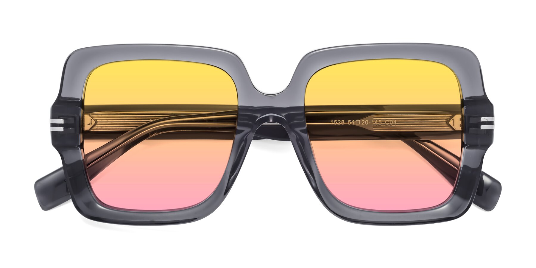 Folded Front of 1528 in Gray with Yellow / Pink Gradient Lenses