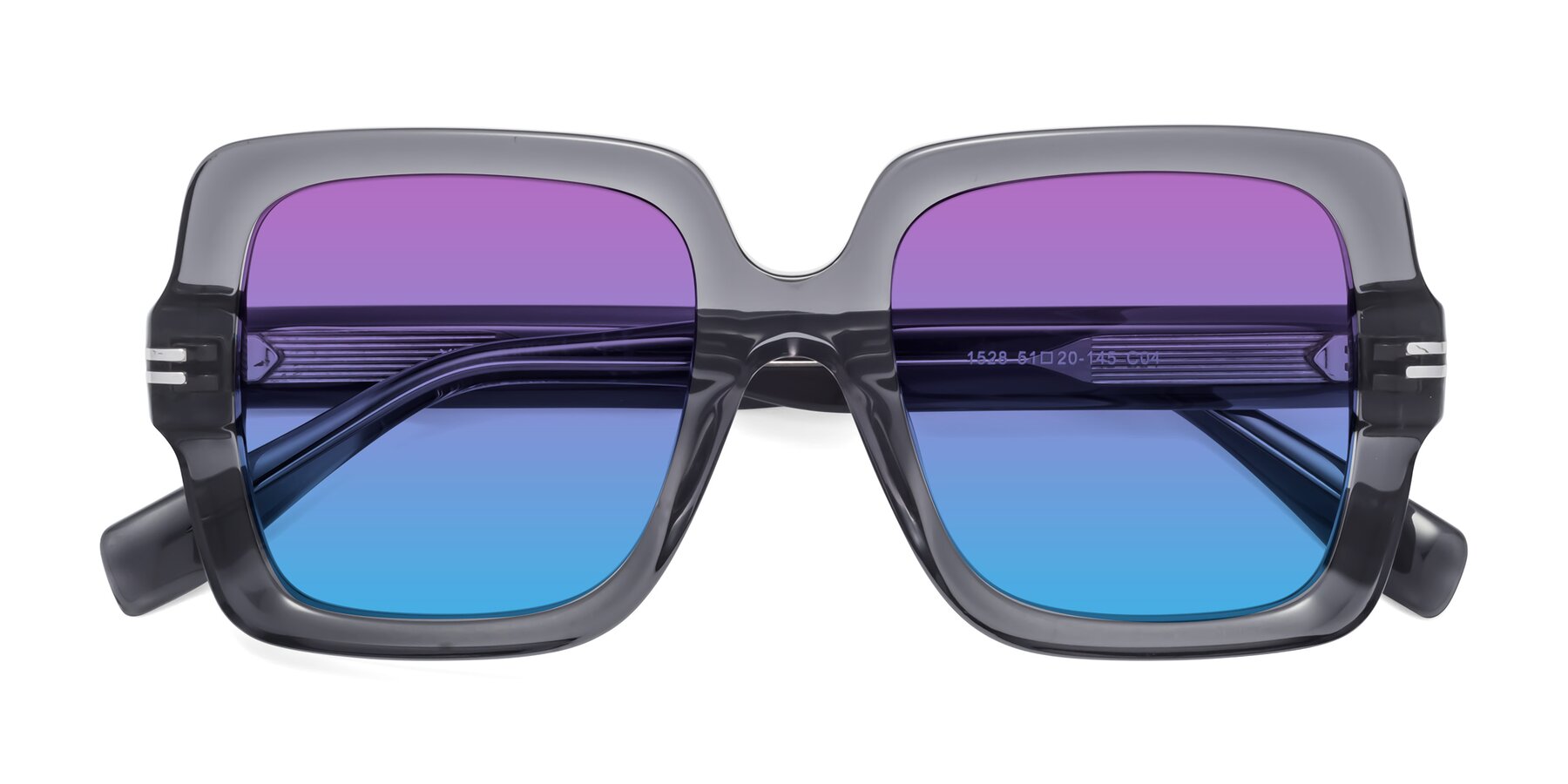 Folded Front of 1528 in Gray with Purple / Blue Gradient Lenses