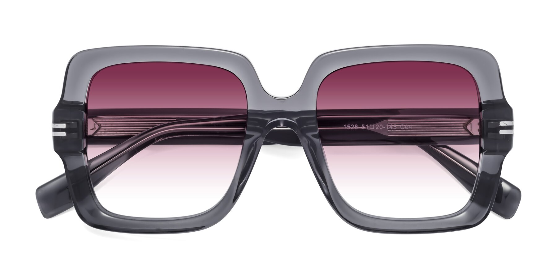 Folded Front of 1528 in Gray with Wine Gradient Lenses